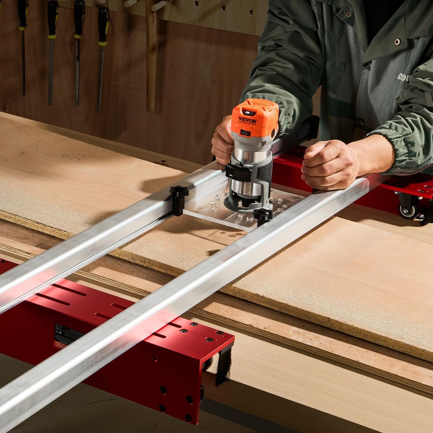 image:imageVEVOR Router Sled 60 inches Portable and Adjustable Slab Flattening Jig DIY Woodworking Router Sled for Flattening Slabs for Wood Flattening Home DIY