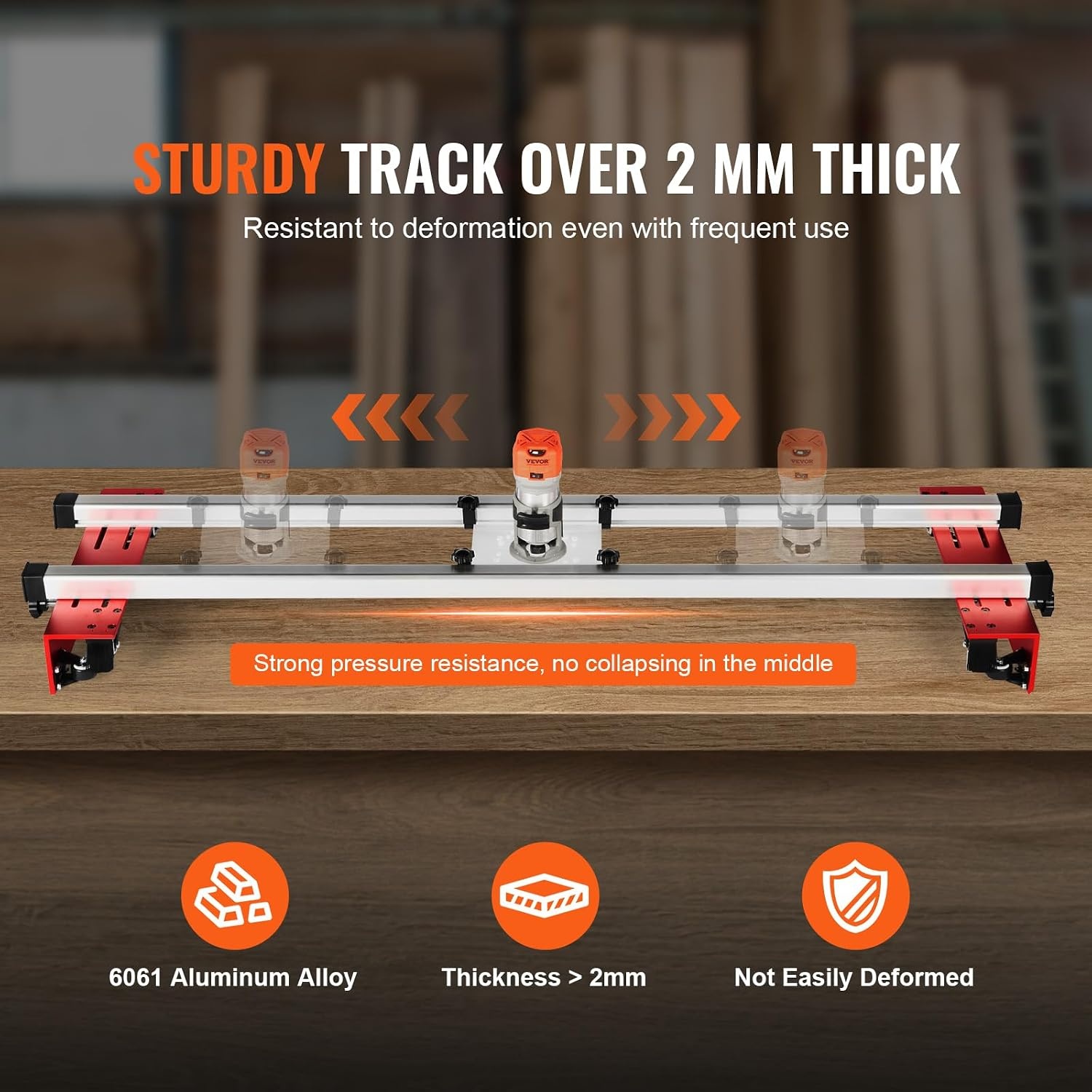 image:imageVEVOR Router Sled 60 inches Portable and Adjustable Slab Flattening Jig DIY Woodworking Router Sled for Flattening Slabs for Wood Flattening Home DIY