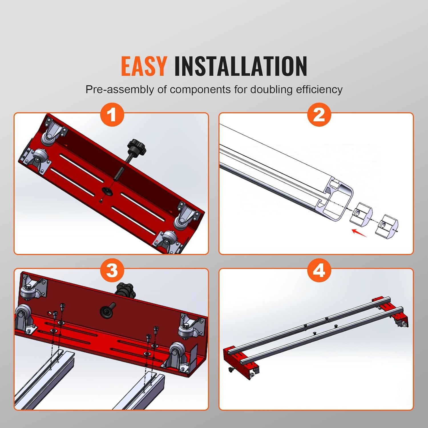 image:imageVEVOR Router Sled 60 inches Portable and Adjustable Slab Flattening Jig DIY Woodworking Router Sled for Flattening Slabs for Wood Flattening Home DIY