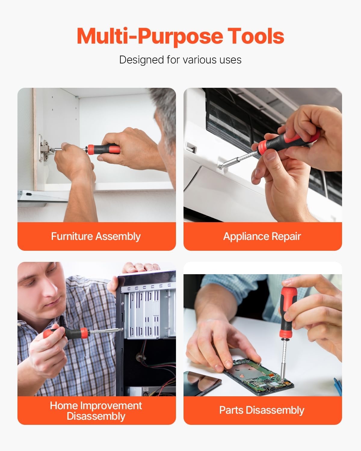 image:imageVEVOR Screwdriver Set 59Piece Small Precision Screwdriver Set with Phillips Flat Head Torx Pentalobe Bits Tweezer for Men Mini Cleaning Repair Tool Kit for iPhone MacBook Laptop Computer13 in 1 Storage Handle Type