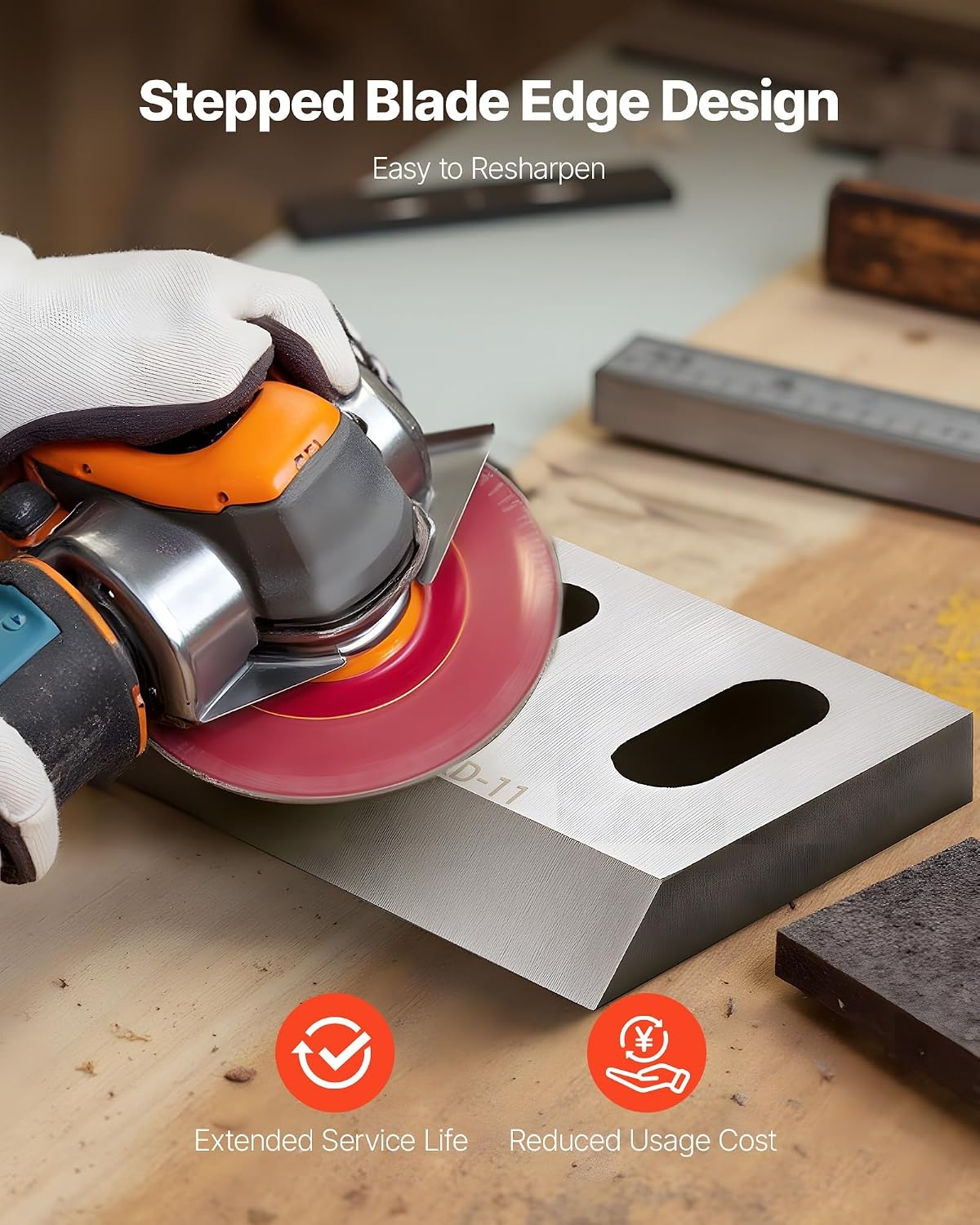 image:imageVEVOR Shredder Blades Alloy Steel Shredder Machine Blade Kit with 9 Rotating and 2 Fixed Blades HighHardness SKD11 Blade Compatible with Model 300 Plastic Grinder for ABS PP PVC amp Nylon