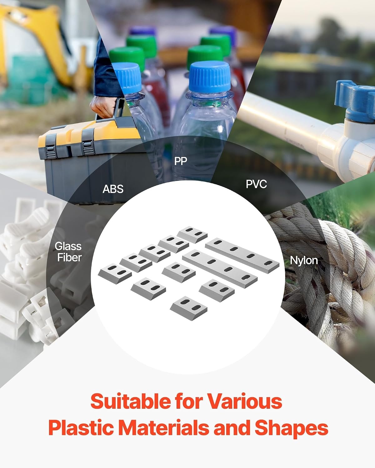 image:imageVEVOR Shredder Blades Alloy Steel Shredder Machine Blade Kit with 9 Rotating and 2 Fixed Blades HighHardness SKD11 Blade Compatible with Model 300 Plastic Grinder for ABS PP PVC amp Nylon