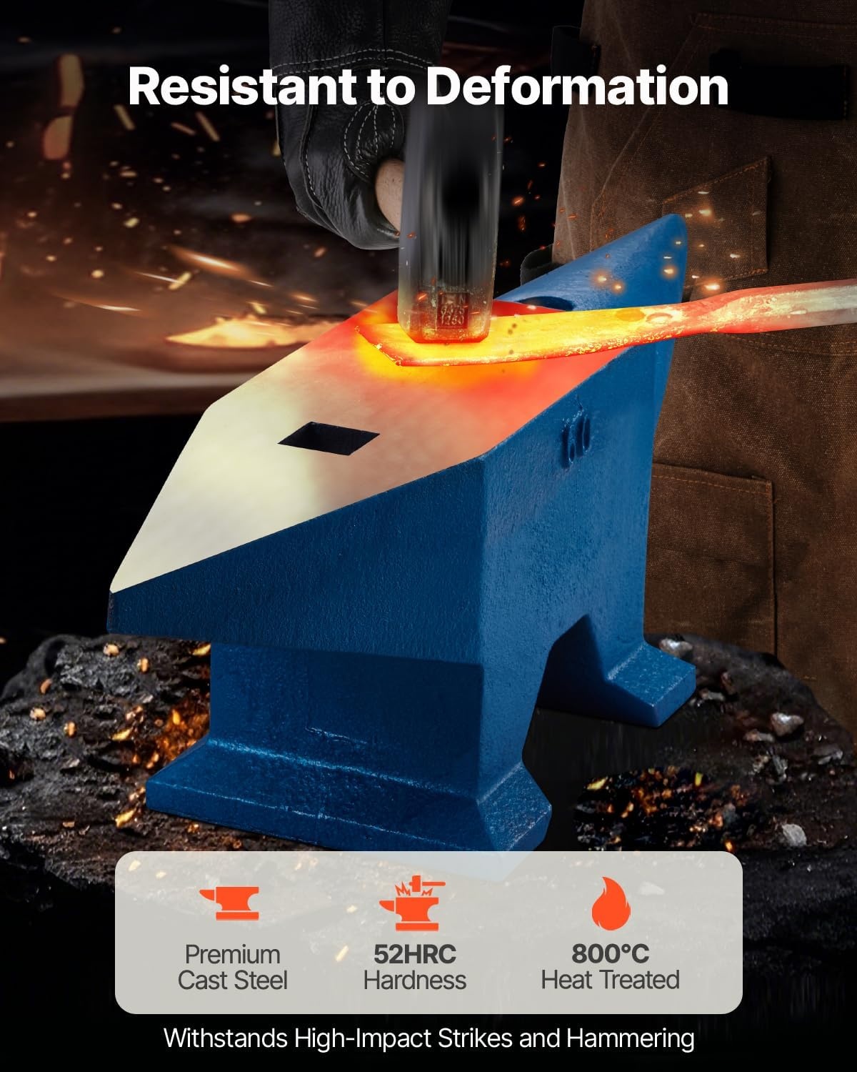 image:imageVEVOR Single Horn Anvil 132Lbs Cast Steel Anvil for Blacksmiths amp Jewelers Durable amp Robust Metal Working Tool132Lbs