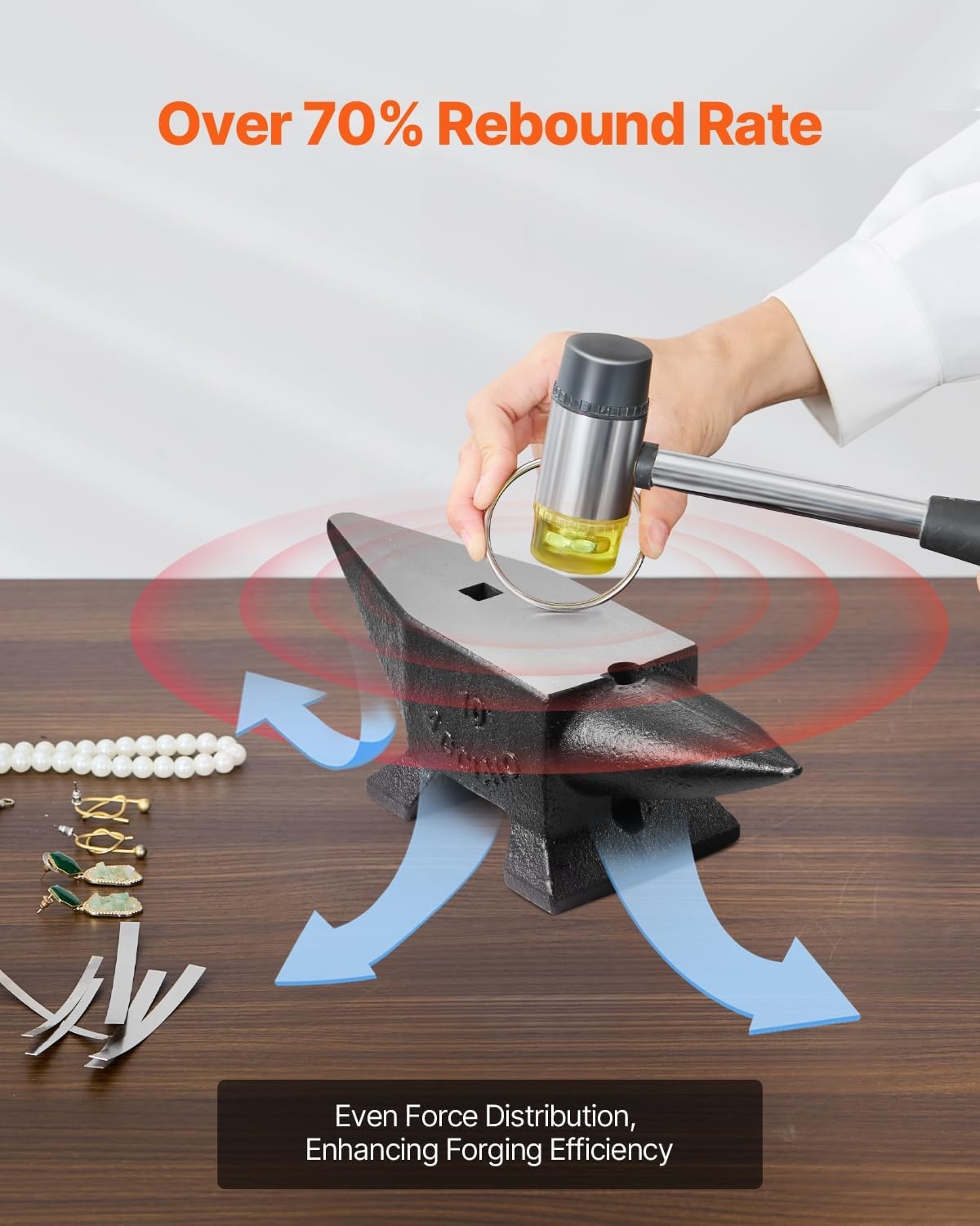 image:imageVEVOR Single Horn Anvil 132Lbs Cast Steel Anvil for Blacksmiths amp Jewelers Durable amp Robust Metal Working Tool22Lbs