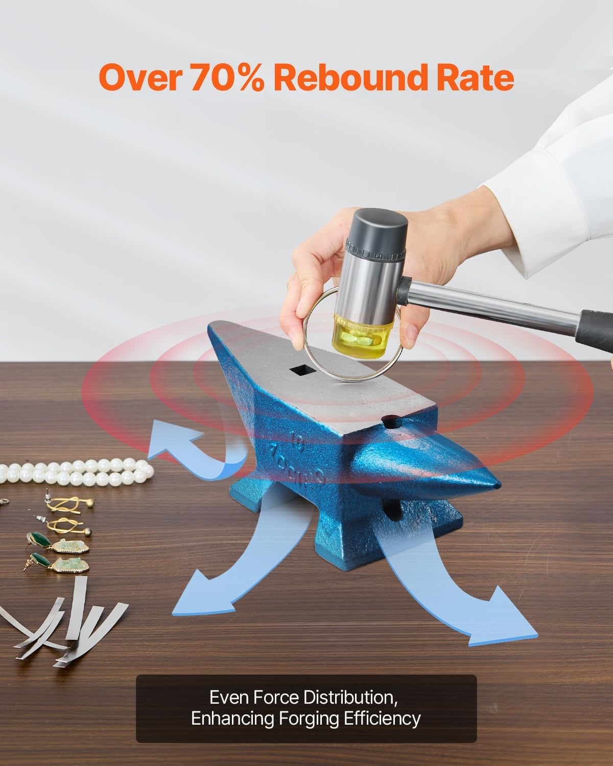 image:imageVEVOR Single Horn Anvil 132Lbs Cast Steel Anvil for Blacksmiths amp Jewelers Durable amp Robust Metal Working ToolBlue 22LB