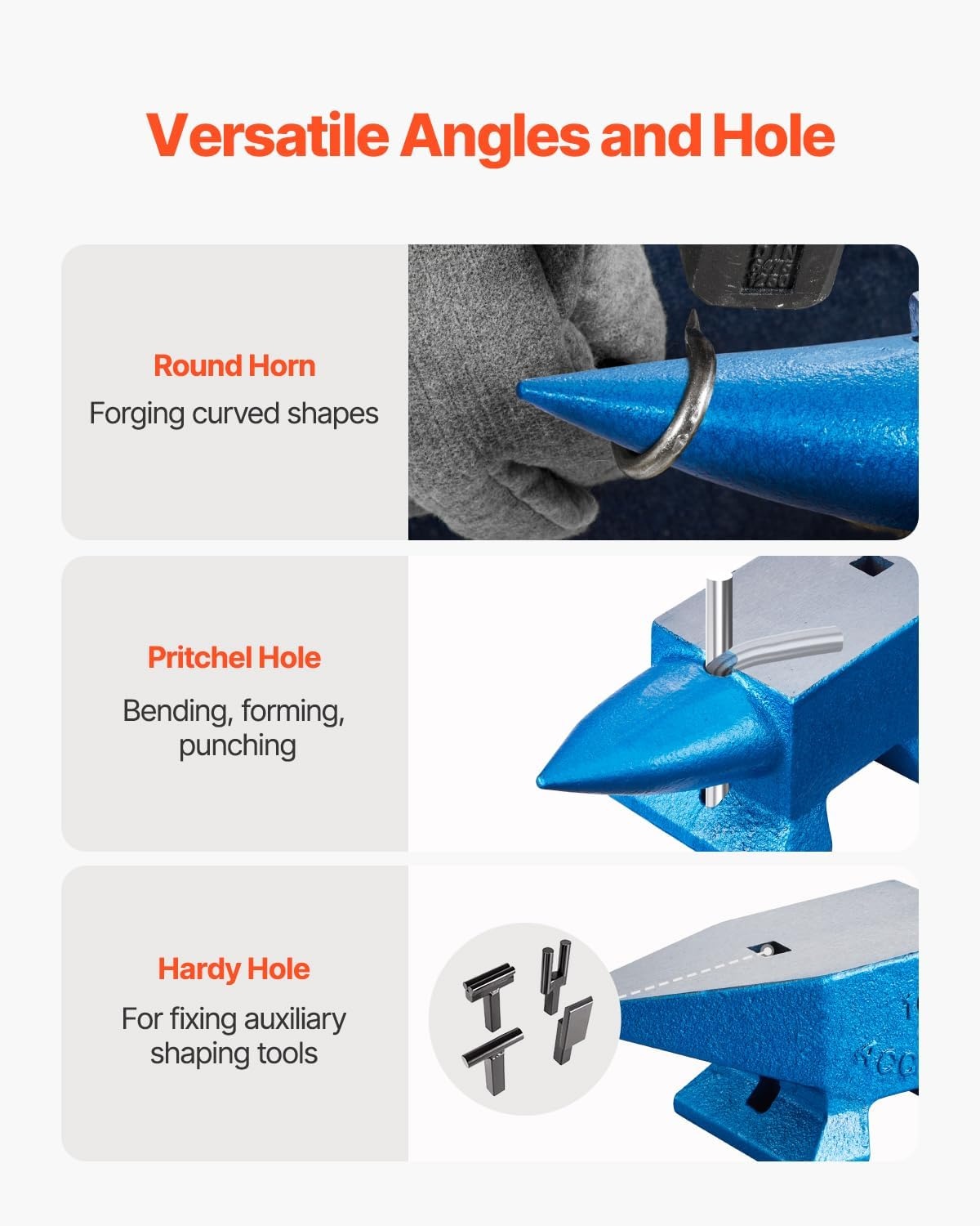 image:imageVEVOR Single Horn Anvil 132Lbs Cast Steel Anvil for Blacksmiths amp Jewelers Durable amp Robust Metal Working ToolBlue 22LB