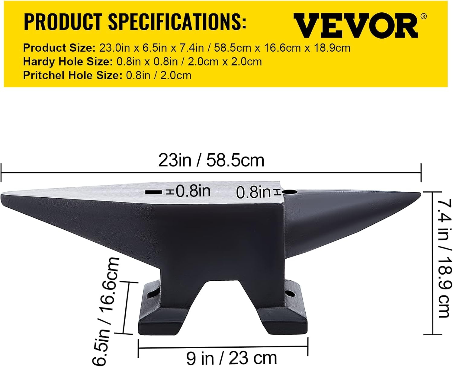 image:imageVEVOR Single Horn Anvil 25lbs Cast Steel Anvil with Stable Base Metal Working Tool for Blacksmiths105LBs