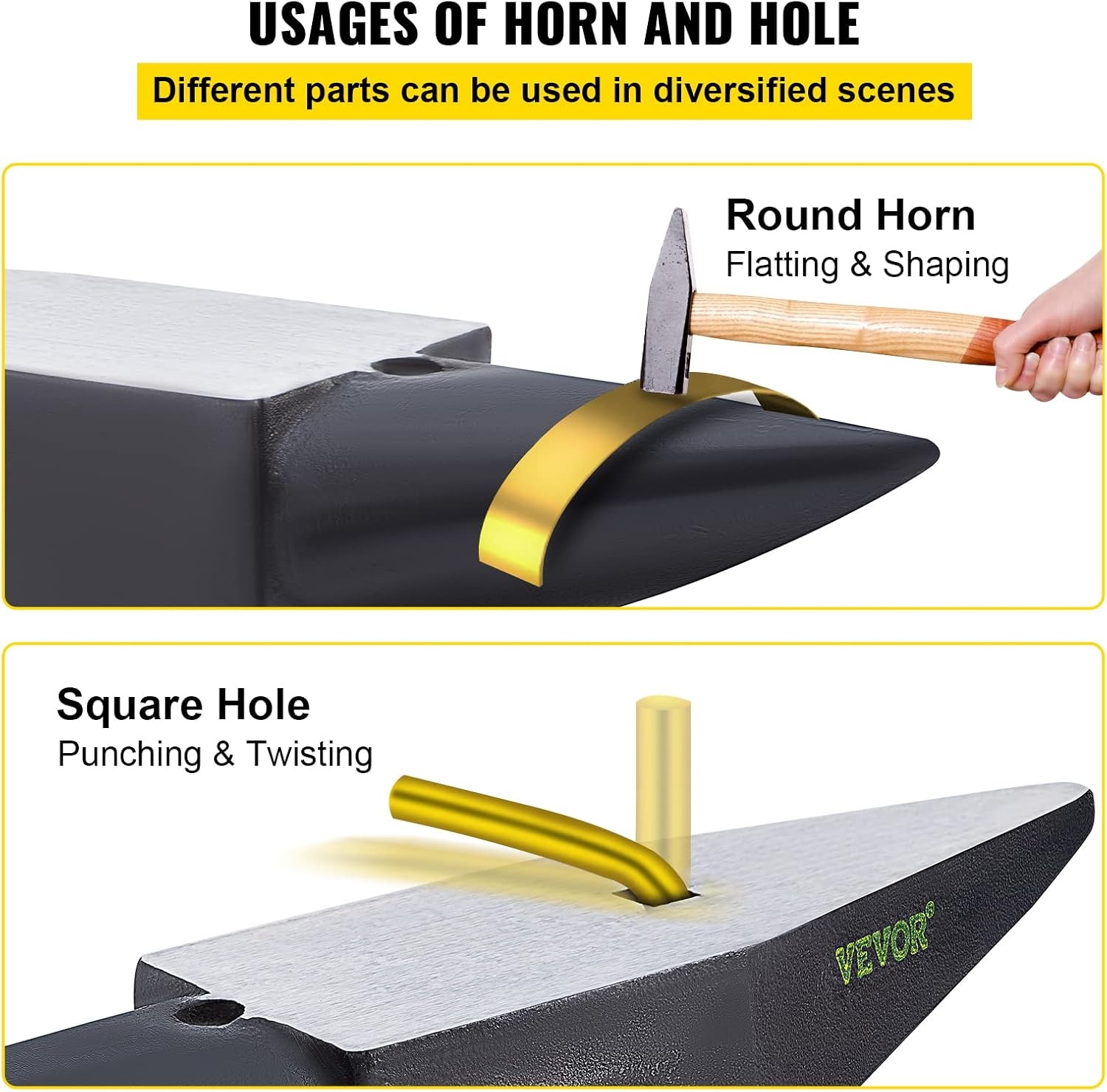 image:imageVEVOR Single Horn Anvil 25lbs Cast Steel Anvil with Stable Base Metal Working Tool for Blacksmiths105LBs