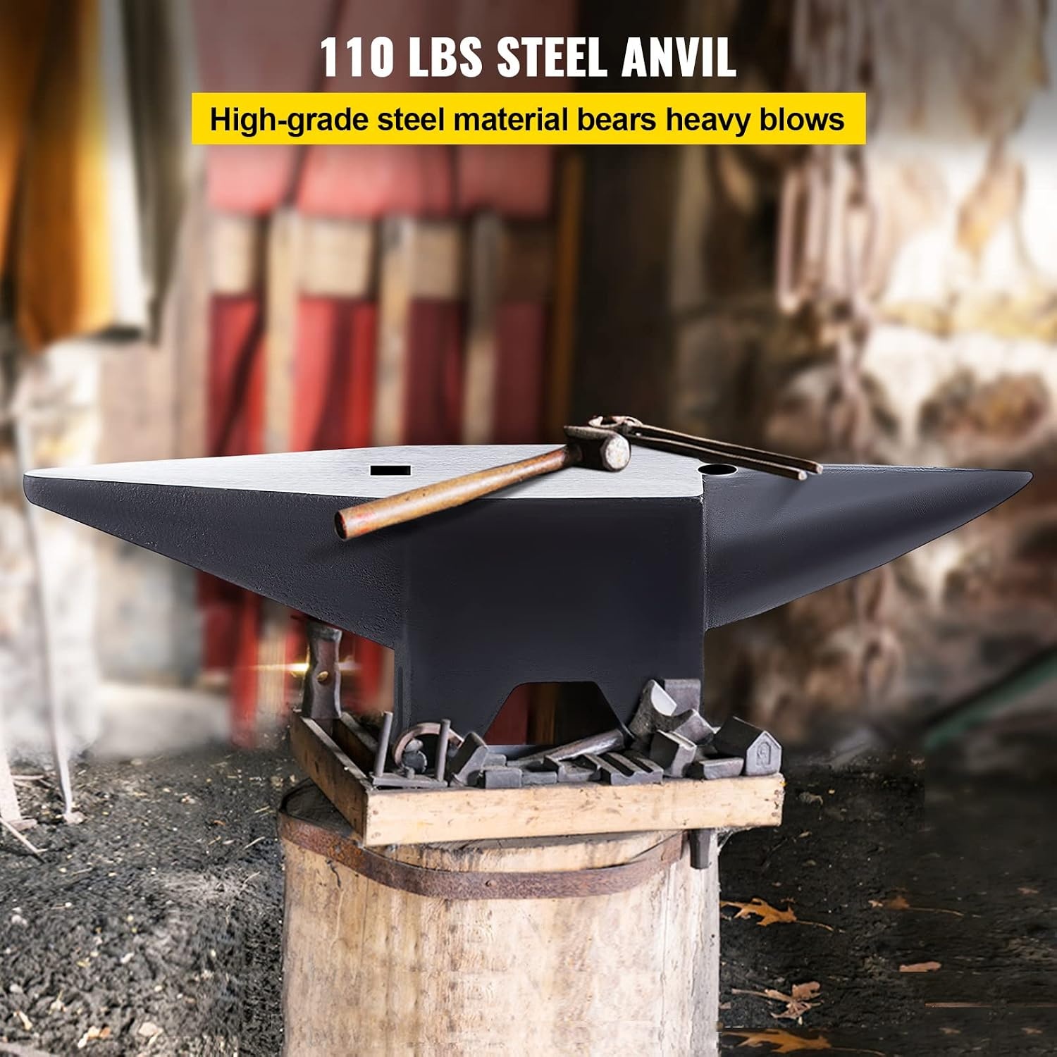 image:imageVEVOR Single Horn Anvil 25lbs Cast Steel Anvil with Stable Base Metal Working Tool for Blacksmiths105LBs