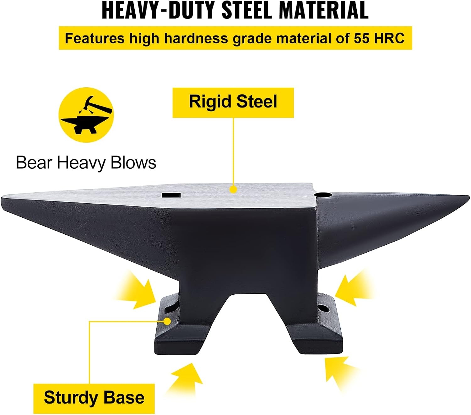 image:imageVEVOR Single Horn Anvil 25lbs Cast Steel Anvil with Stable Base Metal Working Tool for Blacksmiths105LBs