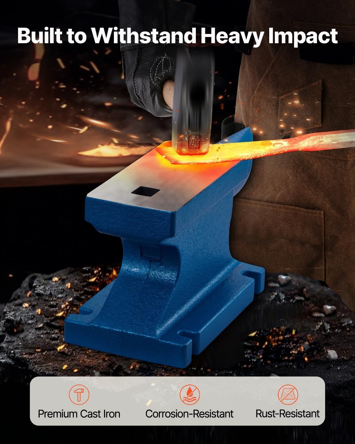image:imageVEVOR Single Horn Anvil 25lbs Cast Steel Anvil with Stable Base Metal Working Tool for Blacksmiths55LBs