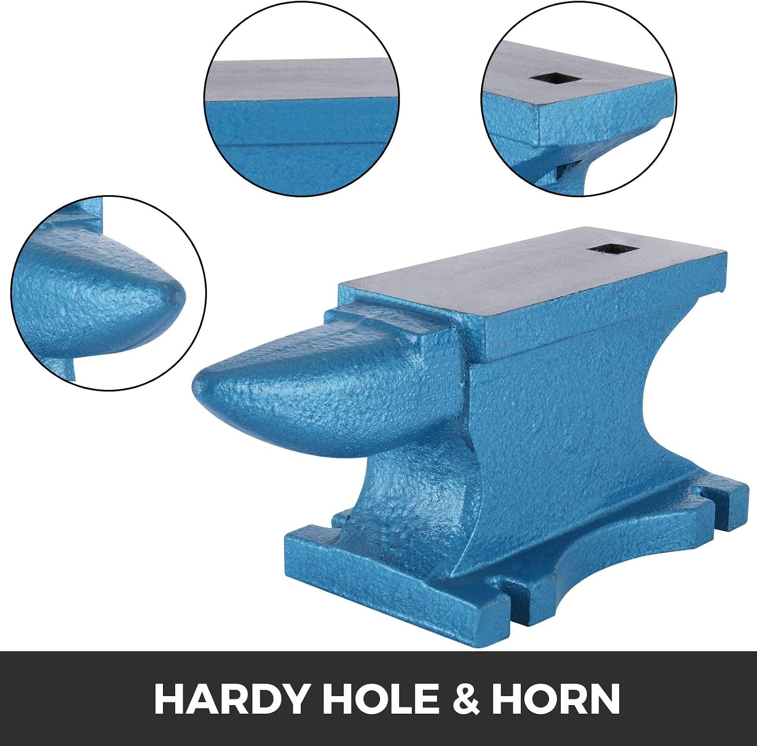 image:imageVEVOR Single Horn Anvil 25lbs Cast Steel Anvil with Stable Base Metal Working Tool for BlacksmithsBlue 100LBs