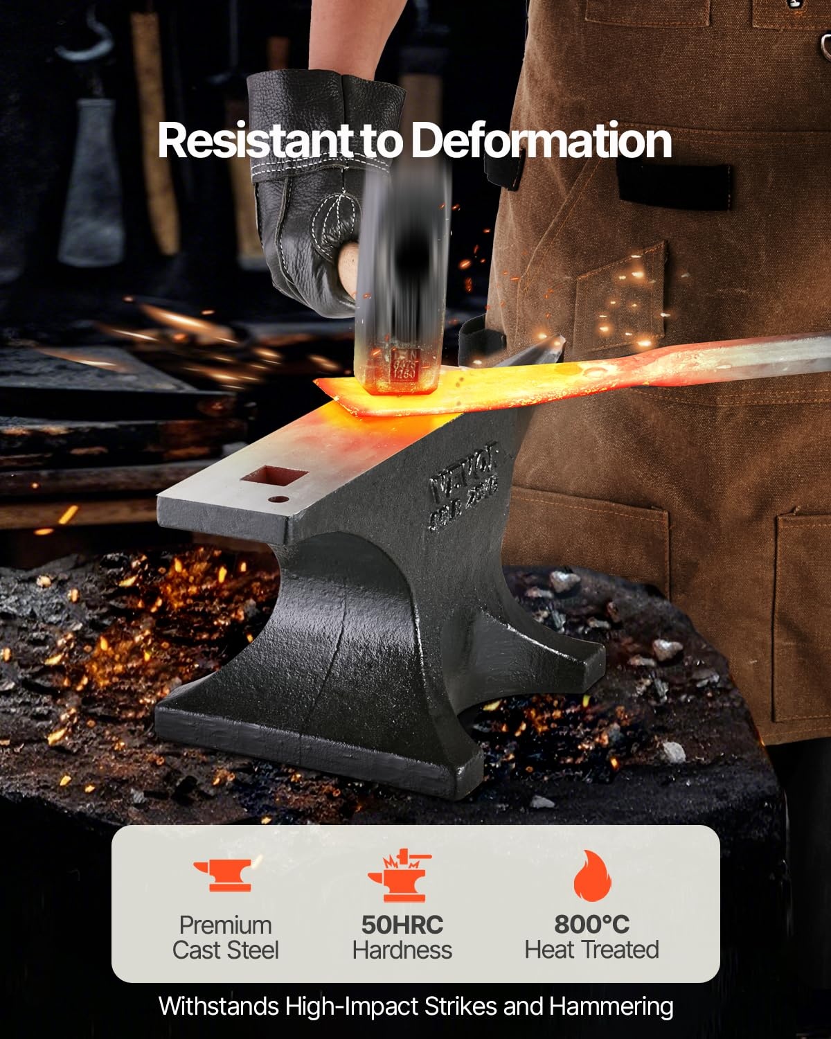 image:imageVEVOR Single Horn Anvil 55lbs Cast Steel Anvil High Hardness Rugged Round Horn Anvil for Blacksmiths with Large Countertop and Stable Base Metal Working Tool for Metal Bending Shaping TwistingBlack 55LB
