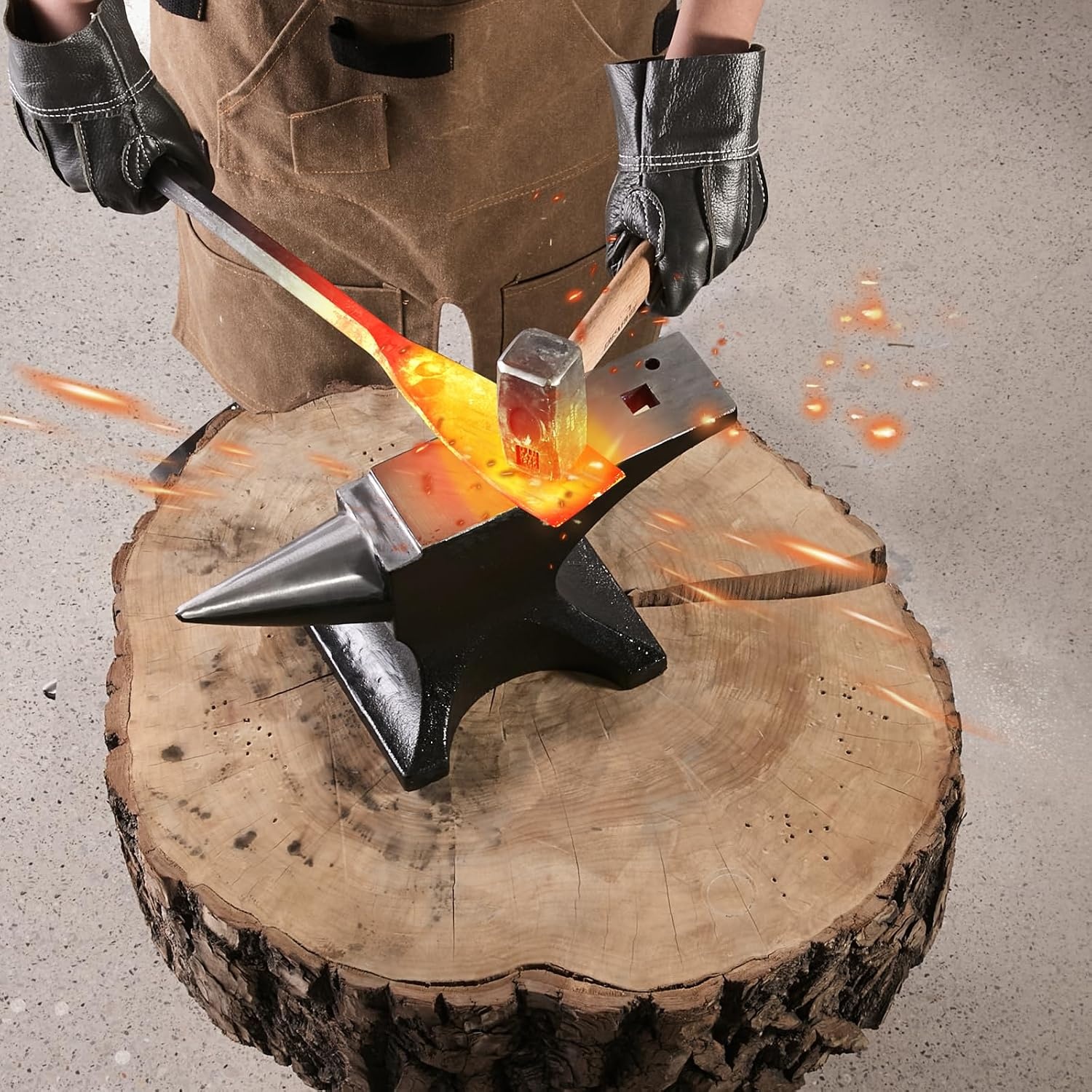 image:imageVEVOR Single Horn Anvil 55lbs Cast Steel Anvil High Hardness Rugged Round Horn Anvil for Blacksmiths with Large Countertop and Stable Base Metal Working Tool for Metal Bending Shaping TwistingBlack 55LB