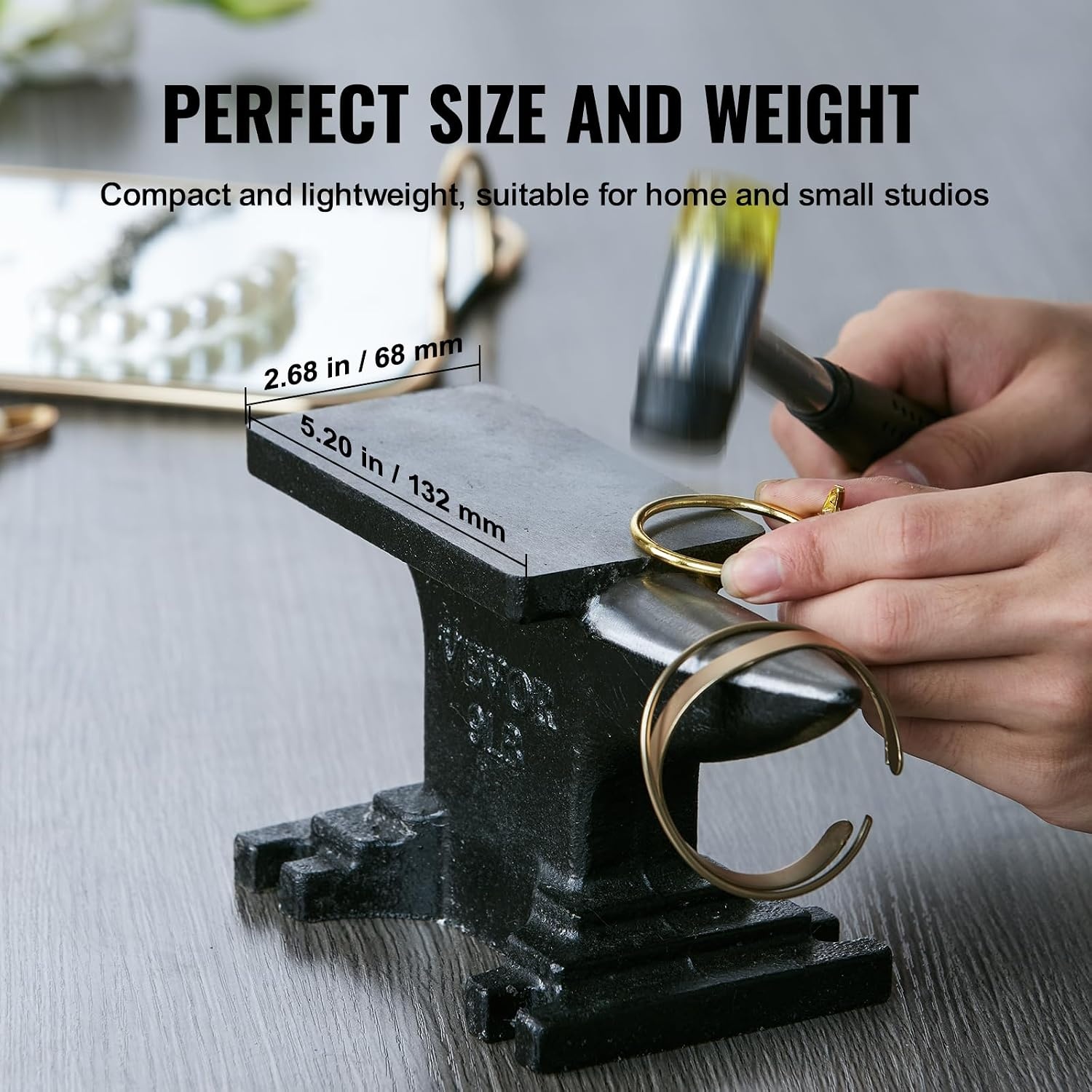 image:imageVEVOR Single Horn Anvil 55lbs Cast Steel Anvil High Hardness Rugged Round Horn Anvil for Blacksmiths with Large Countertop and Stable Base Metal Working Tool for Metal Bending Shaping TwistingBlack 9LB
