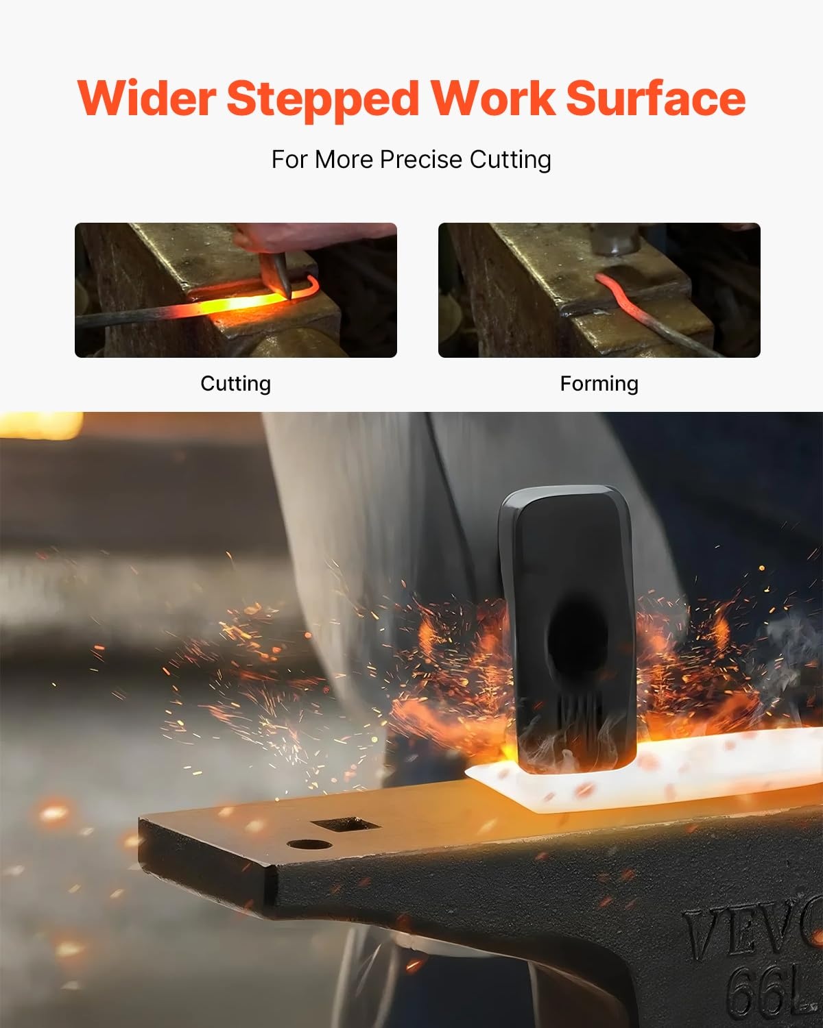 image:imageVEVOR Single Horn Anvil 66 lbs High Hardness Cast Steel Rugged Round Horn Anvil Blacksmith with Pritchel and Hardy Hole Large Countertop Stable Base Metalsmith Tool for Bending and ShapingBlack