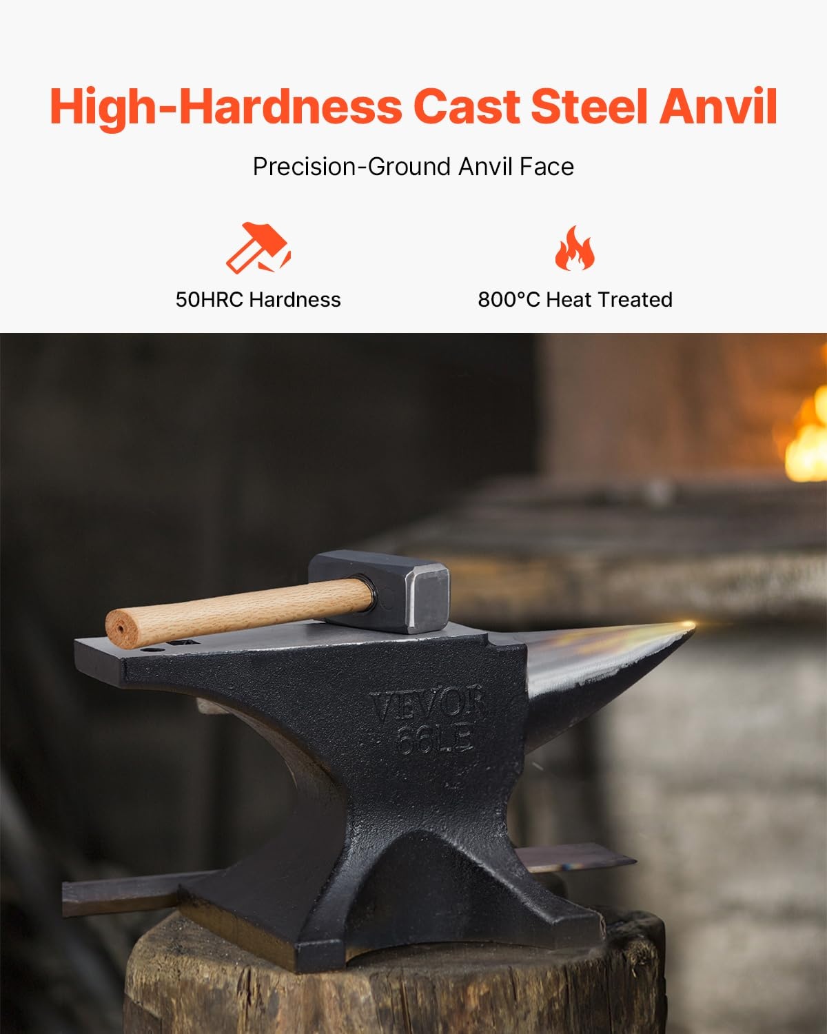 image:imageVEVOR Single Horn Anvil 66 lbs High Hardness Cast Steel Rugged Round Horn Anvil Blacksmith with Pritchel and Hardy Hole Large Countertop Stable Base Metalsmith Tool for Bending and ShapingBlack