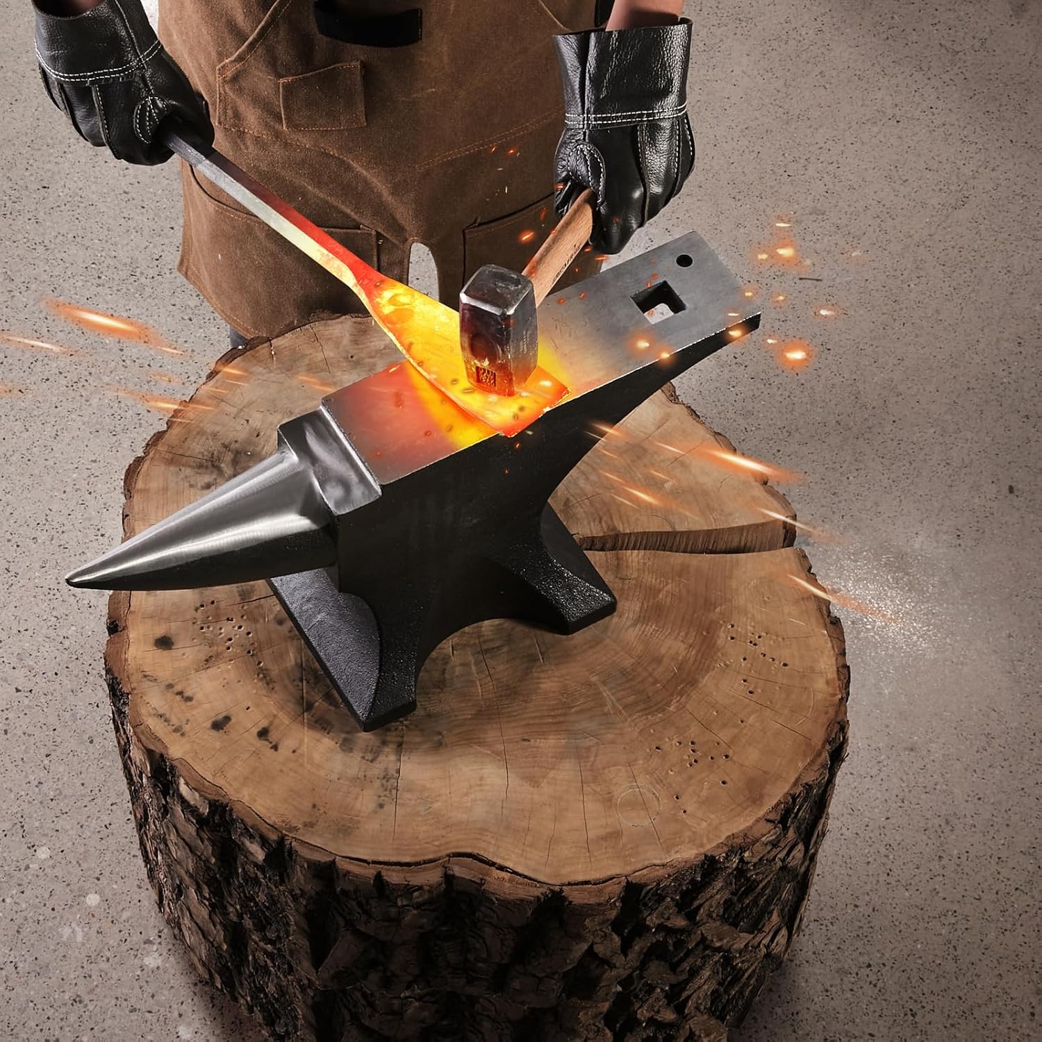 image:imageVEVOR Single Horn Anvil 9 Lbs Cast Steel Anvil High Hardness Rugged Round Horn Anvil Blacksmith Compact Design and Stable Base Forge Tools and Equipment Metalsmith Tool for Bending and ShapingBlack 110LB