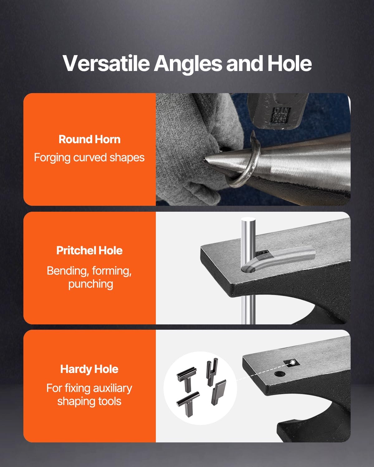 image:imageVEVOR Single Horn Anvil 9 Lbs Cast Steel Anvil High Hardness Rugged Round Horn Anvil Blacksmith Compact Design and Stable Base Forge Tools and Equipment Metalsmith Tool for Bending and ShapingBlack 55LB