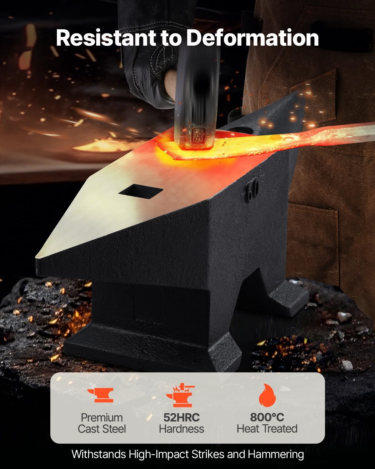 image:imageVEVOR Single Horn Anvil 9 Lbs Cast Steel Anvil High Hardness Rugged Round Horn Anvil Blacksmith Compact Design and Stable Base Forge Tools and Equipment Metalsmith Tool for Bending and ShapingBlack 132LB