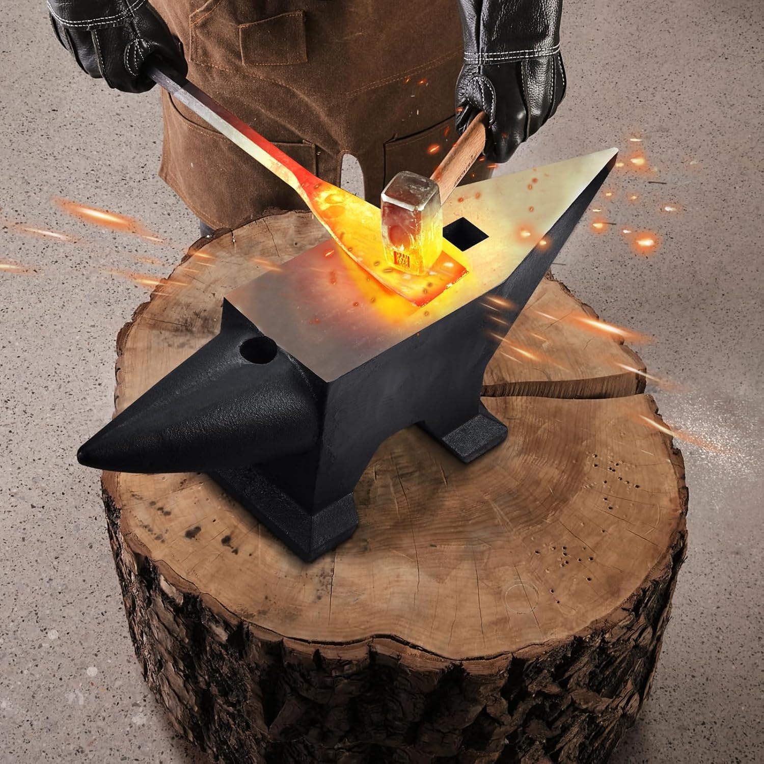 image:imageVEVOR Single Horn Anvil 9 Lbs Cast Steel Anvil High Hardness Rugged Round Horn Anvil Blacksmith Compact Design and Stable Base Forge Tools and Equipment Metalsmith Tool for Bending and ShapingBlack 132LB