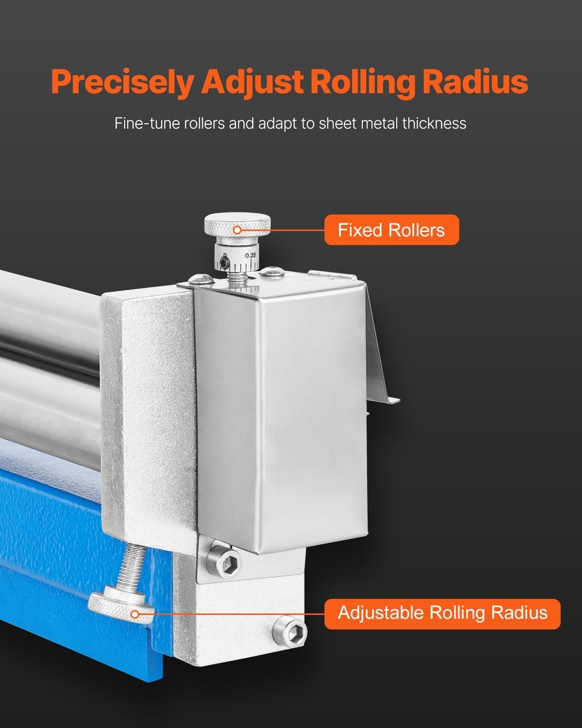 image:imageVEVOR Slip Roller 126 inches Sheet Metal Slip Roll Machine 20 Gauge Capacity Rolling Bending Machine with Detachable Rollers 21 HRC for Aluminum Alloy Sheet Low Carbon Steel Copper Sheet