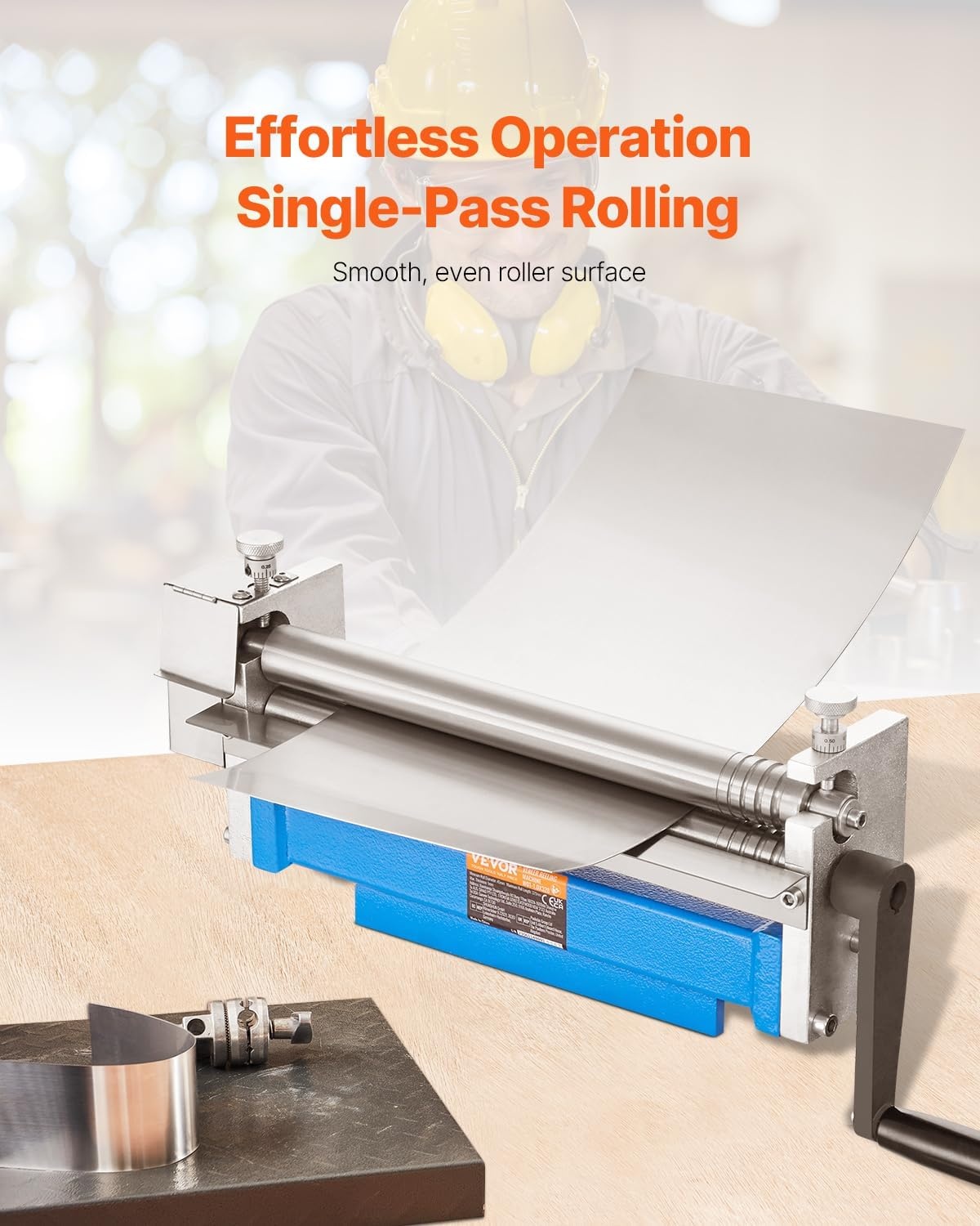 image:imageVEVOR Slip Roller 126 inches Sheet Metal Slip Roll Machine 20 Gauge Capacity Rolling Bending Machine with Detachable Rollers 21 HRC for Aluminum Alloy Sheet Low Carbon Steel Copper Sheet