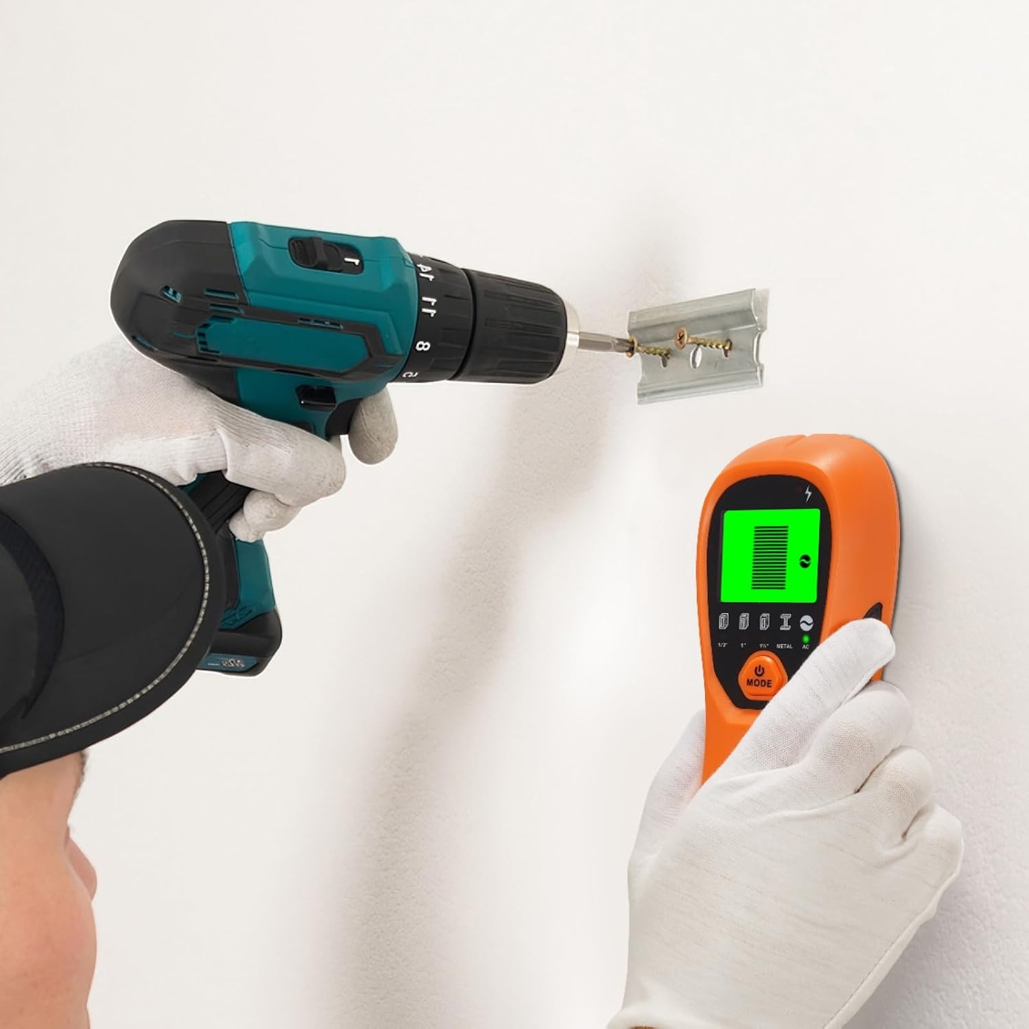 image:imageVEVOR Stud Finder Wall Scanner 5 in 1 Electronic Wall Stud Detector with Smart Sensor HighDefinition LCD Display and Audio Alarm for the Center and Edge of Metal AC Wire Joists Pipes Orange