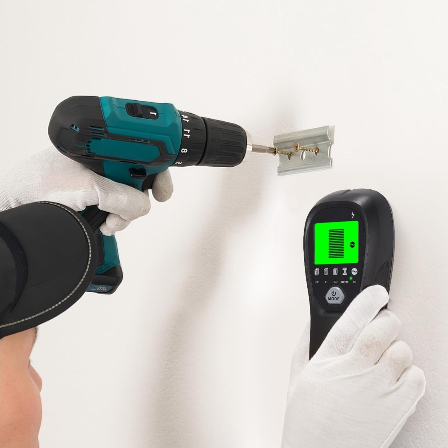 image:imageVEVOR Stud Finder Wall Scanner 5 in 1 Electronic Wall Stud Detector with Smart Sensor HighDefinition LCD Display and Audio Alarm for the Center and Edge of Metal AC Wire Joists Pipes Black