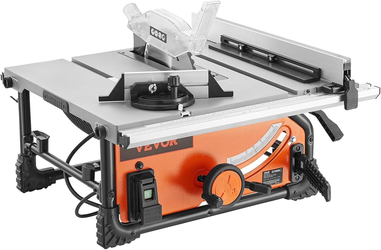 image:imageVEVOR Table Saw 4500 RPM Portable Jobsite Table Saw with Sharp Edges amp High Cutting Precision Compact Table Saws with Dust Port For Woodworking Fit for Raw Wood Flooring amp Cabinets10inch1800W