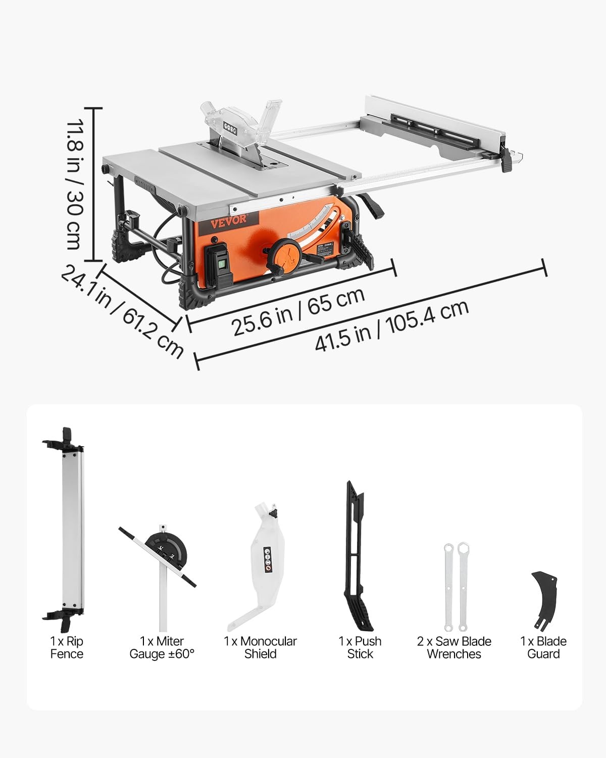 image:imageVEVOR Table Saw 4500 RPM Portable Jobsite Table Saw with Sharp Edges amp High Cutting Precision Compact Table Saws with Dust Port For Woodworking Fit for Raw Wood Flooring amp Cabinets10inch1800W