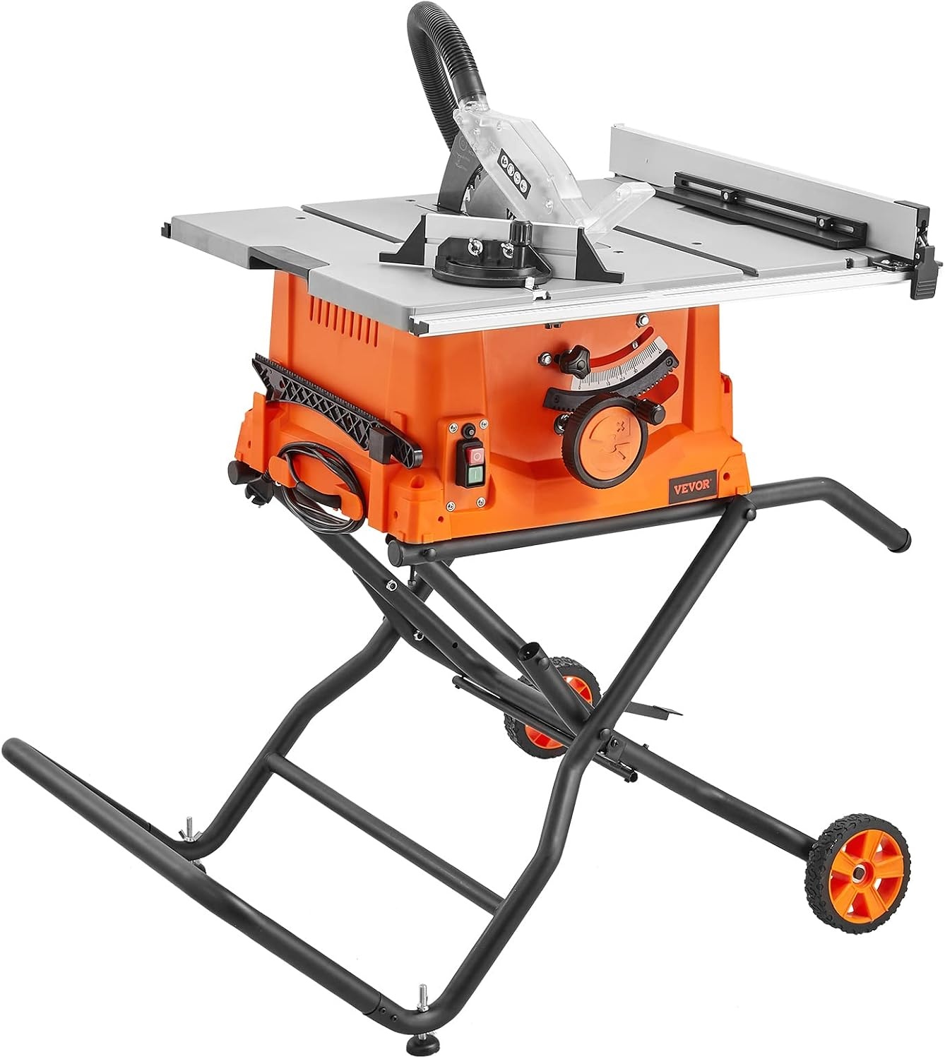 image:imageVEVOR Table Saw with Stand 10inch 15Amp 25in Max Rip Capacity Cutting Speed up to 5000RPM 40T Blade Portable Compact Jobsite Tablesaw wSliding Miter Gauge for Woodworking amp Furniture Making 018 Adjustable Depth for Woodworking