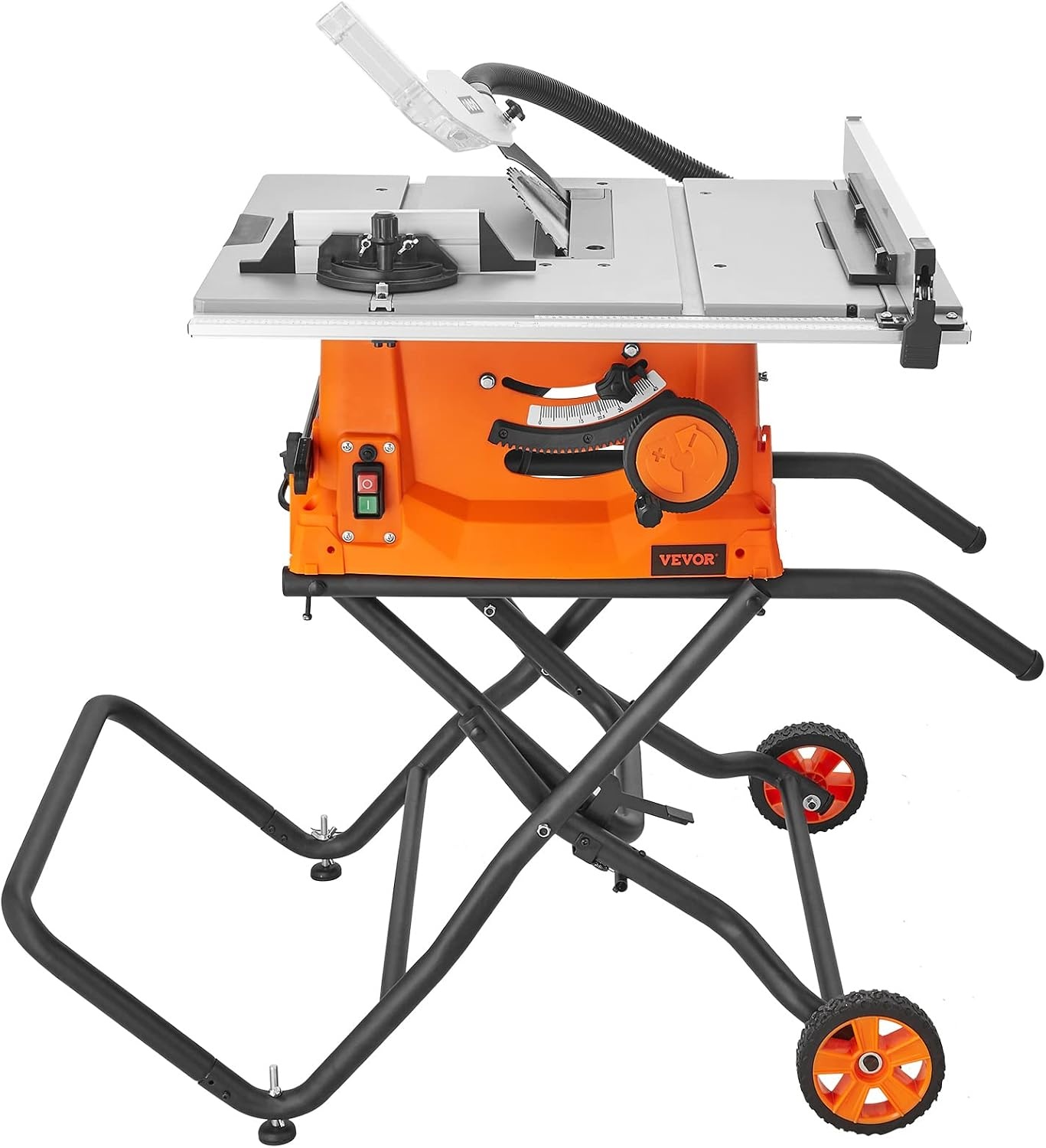 image:imageVEVOR Table Saw with Stand 10inch 15Amp 25in Max Rip Capacity Cutting Speed up to 5000RPM 40T Blade Portable Compact Jobsite Tablesaw wSliding Miter Gauge for Woodworking amp Furniture Making 018 Adjustable Depth for Woodworking