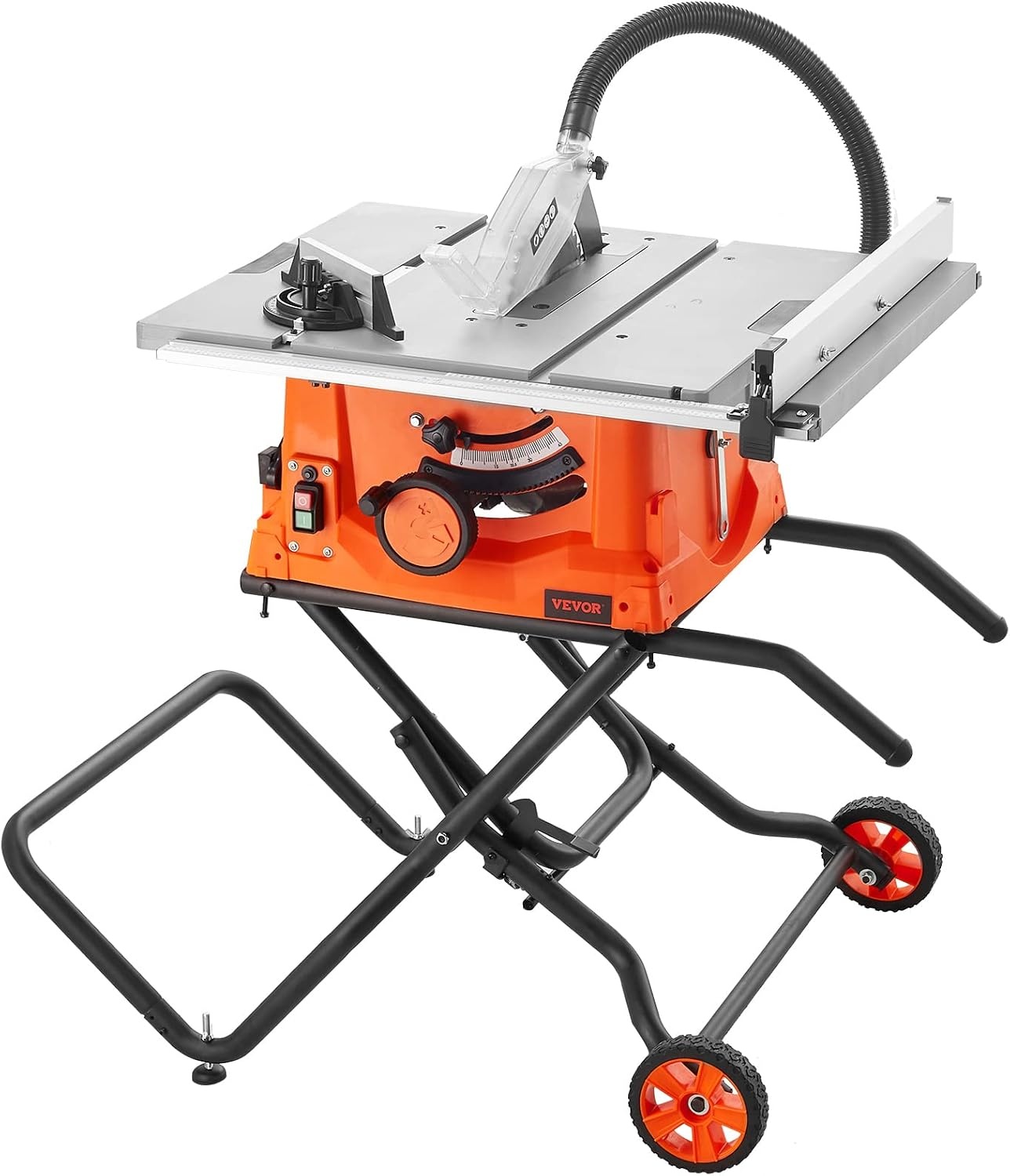 image:imageVEVOR Table Saw with Stand 10inch 15Amp 25in Max Rip Capacity Cutting Speed up to 5000RPM 40T Blade Portable Compact Jobsite Tablesaw wSliding Miter Gauge for Woodworking amp Furniture Making 018 Adjustable Depth for Woodworking