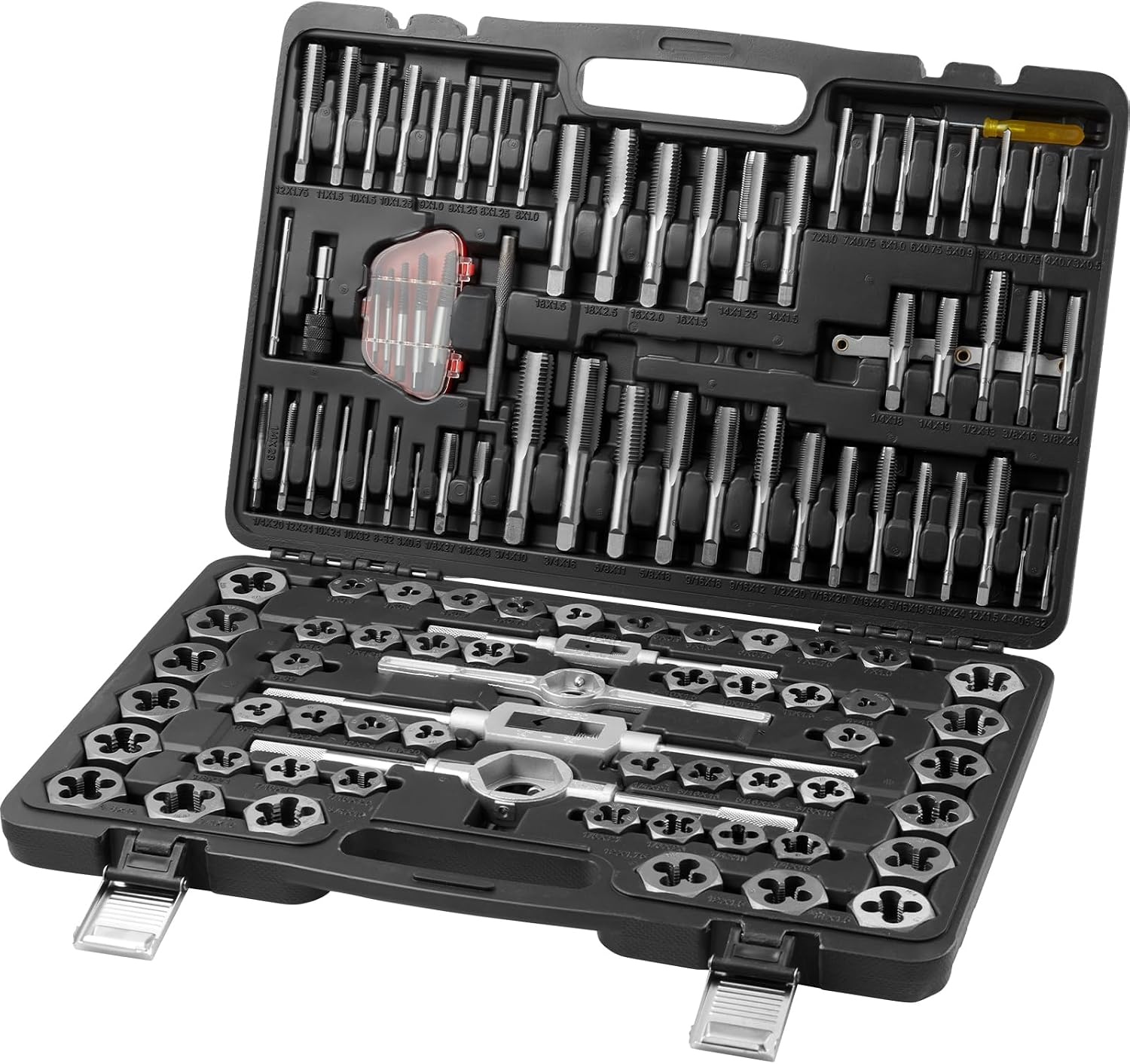 image:imageVEVOR Tap and Die Set 86Piece Metric and SAE Sizes M3 to M12 4 to 58 with Coarse and Fine Thread Taps and Dies Wrench Carrying Case and Complete Accessories for Threading and Rethreading116pcs