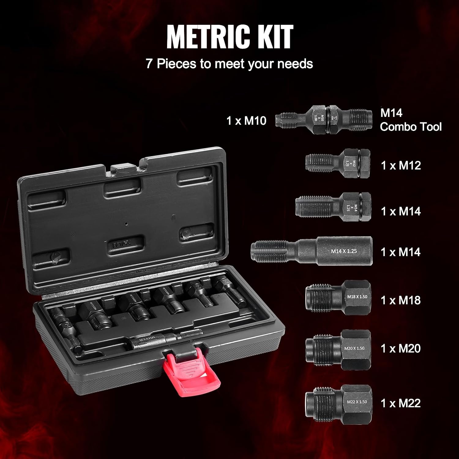 image:imageVEVOR Thread Repair Kit 166Piece Metric HSS Drill Helicoil Repair Kit M5 M6 M8 M10 M12 Portable Rethreading Tool Kit Thread Inserts Taps Breakoff Installation ToolsMETRIC