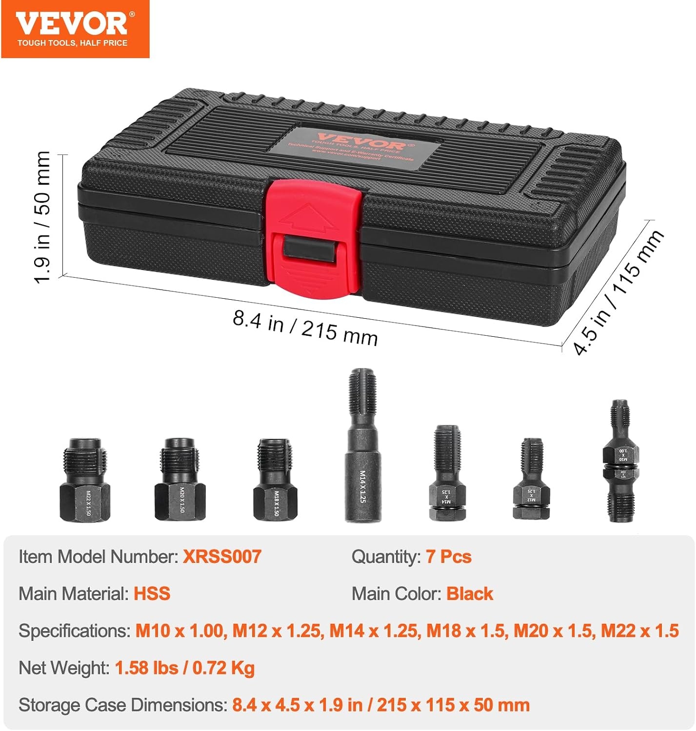 image:imageVEVOR Thread Repair Kit 166Piece Metric HSS Drill Helicoil Repair Kit M5 M6 M8 M10 M12 Portable Rethreading Tool Kit Thread Inserts Taps Breakoff Installation ToolsMETRIC