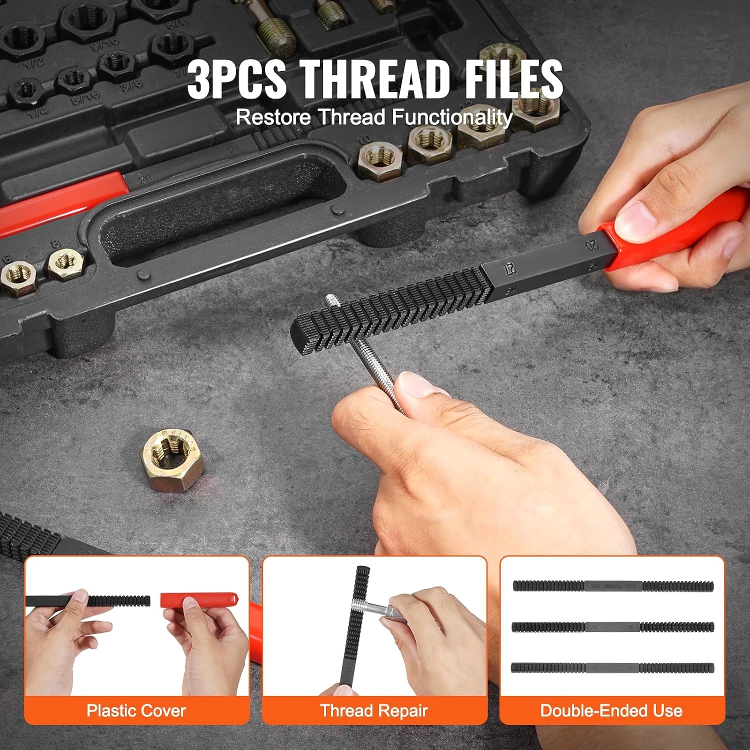 image:imageVEVOR Thread Repair Kit 166Piece Metric HSS Drill Helicoil Repair Kit M5 M6 M8 M10 M12 Portable Rethreading Tool Kit Thread Inserts Taps Breakoff Installation ToolsSAEMETRIC