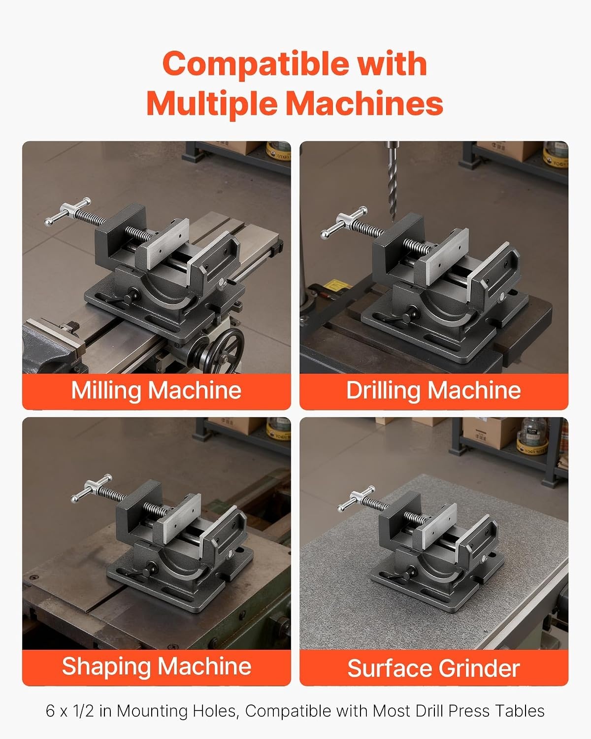 image:imageVEVOR Tilting Vise 425 Inch Jaw Width Portable Drill Press Bench Vise 090 Adjustable Tilt Durable Cast Iron Construction Workbench Vice for Woodworking for Benchtops and Drill Presses Black