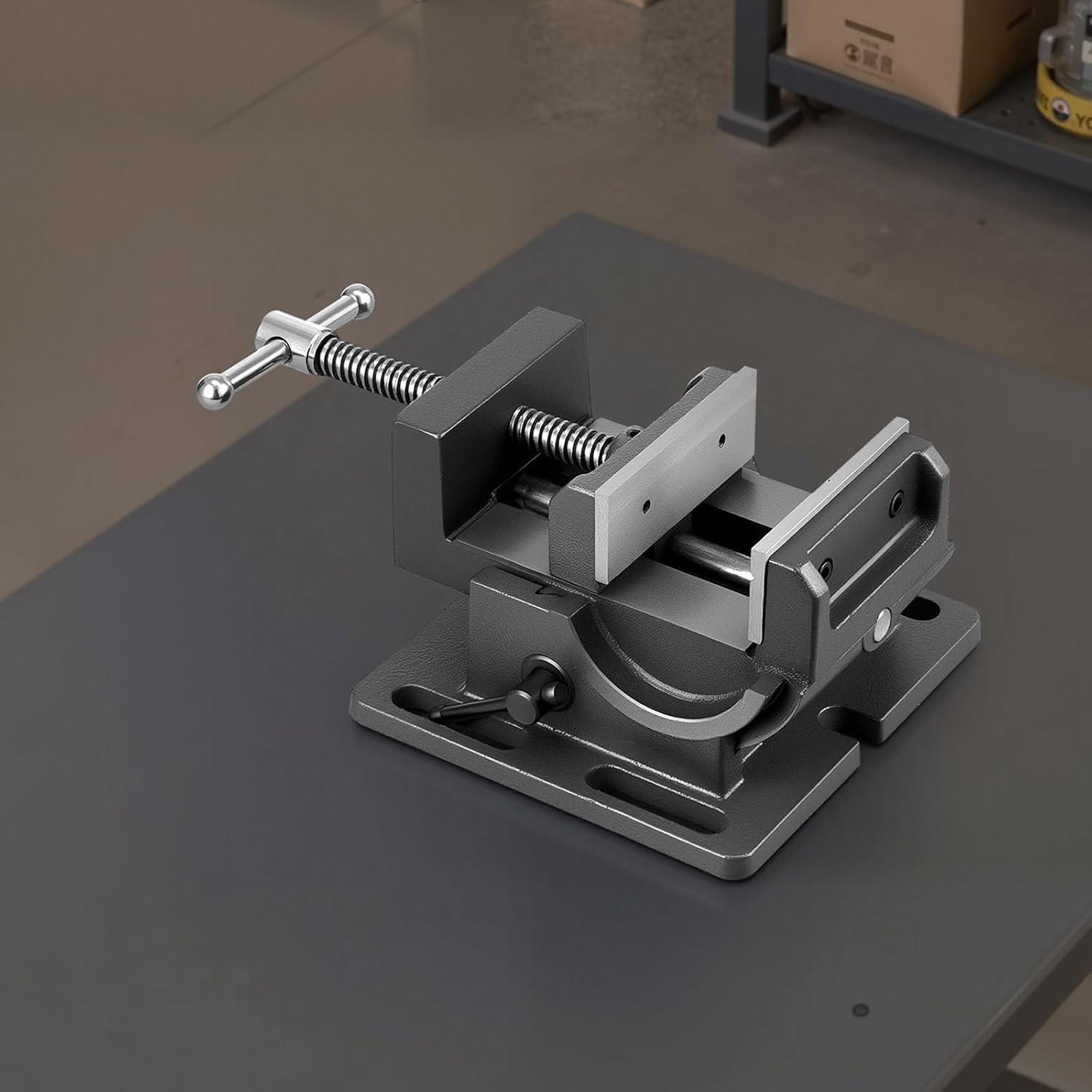 image:imageVEVOR Tilting Vise 425 Inch Jaw Width Portable Drill Press Bench Vise 090 Adjustable Tilt Durable Cast Iron Construction Workbench Vice for Woodworking for Benchtops and Drill Presses Black