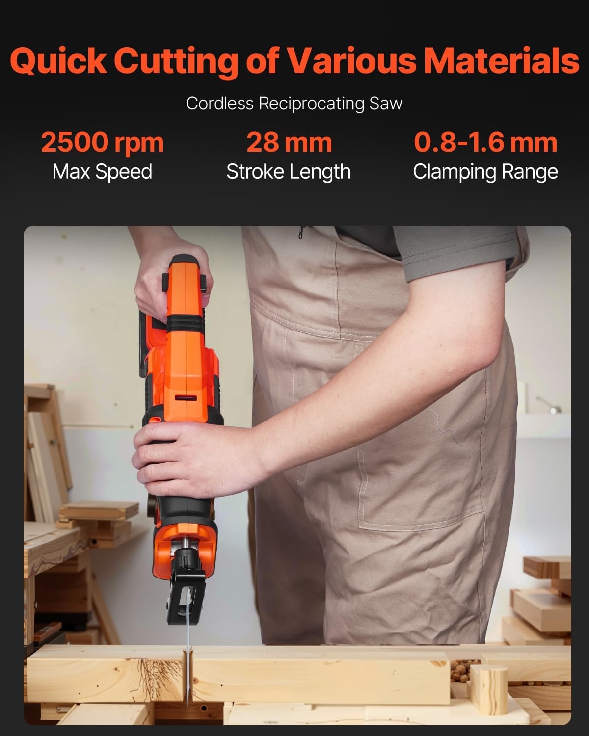 image:imageVEVOR Tool Combo Kit 20V Brushless 5Tool Combo Kit Cordless Power Cordless Drill and Impact Driver with 40 Ah Batteries Charger Reciprocating Saw Circular Saw and Work Light5pcs Brushless 20V