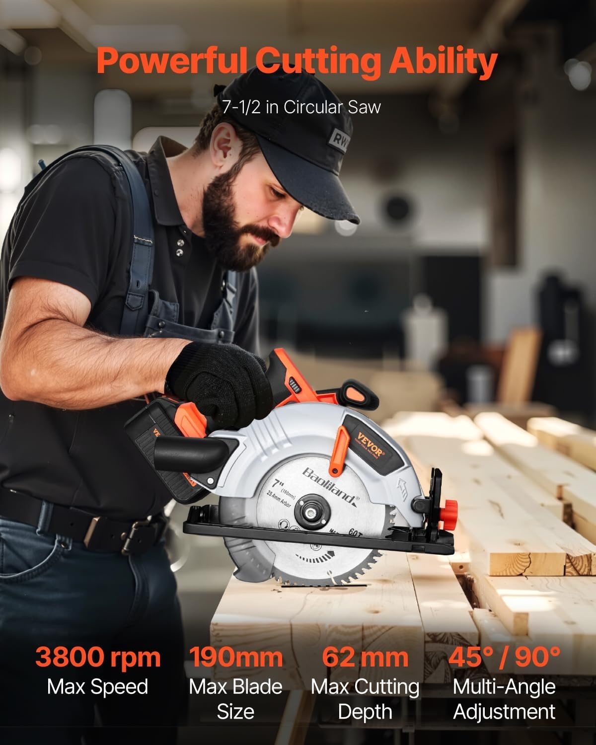 image:imageVEVOR Tool Combo Kit 20V Brushless 5Tool Combo Kit Cordless Power Cordless Drill and Impact Driver with 40 Ah Batteries Charger Reciprocating Saw Circular Saw and Work Light5pcs Brushless 20V