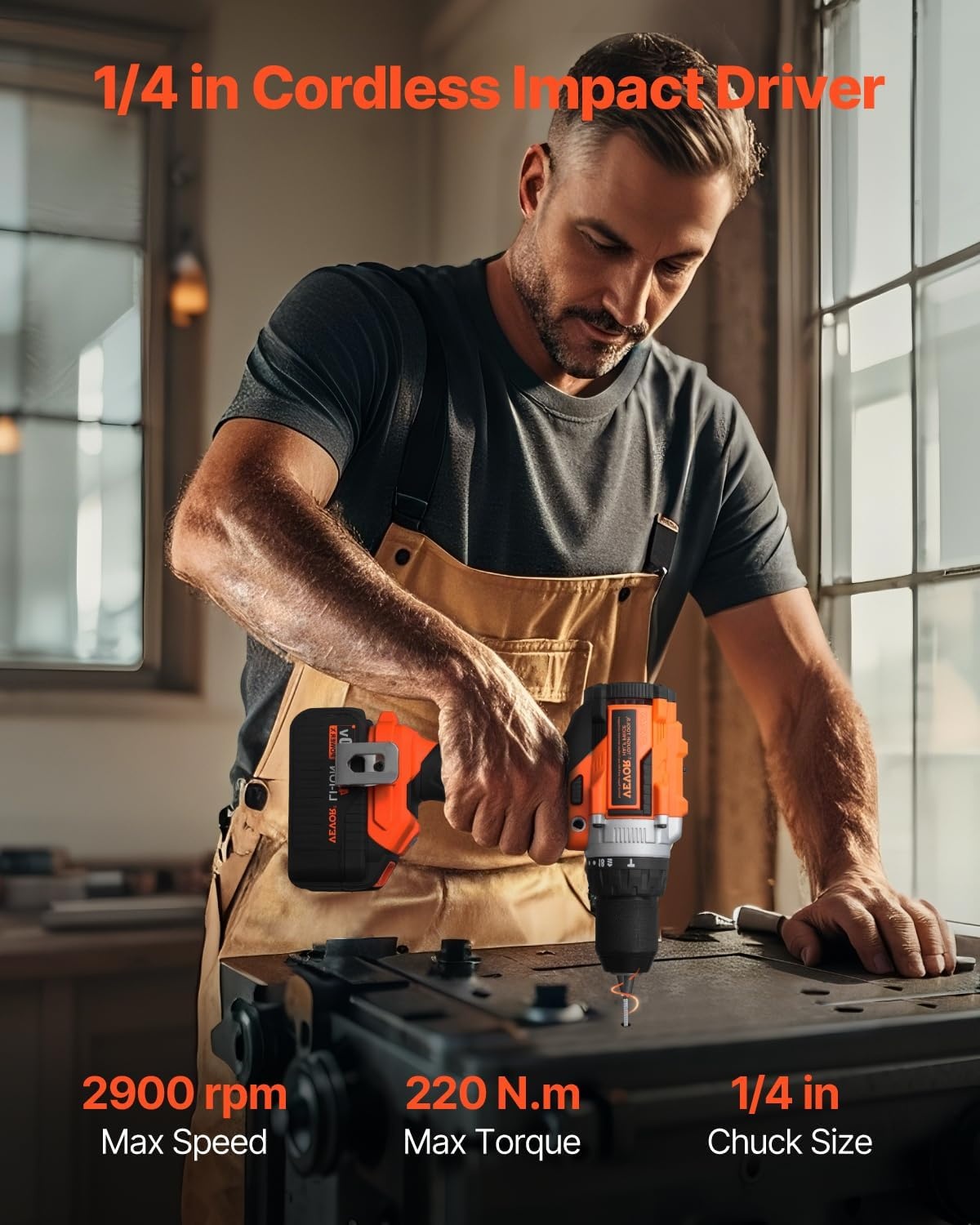 image:imageVEVOR Tool Combo Kit 20V Max Cordless 2Tool Combo Kit with 12 in Impact Drill 14 in Impact Driver Compact Cordless Power with 40 Ah Batteries Screws Charger and Cloth Bag