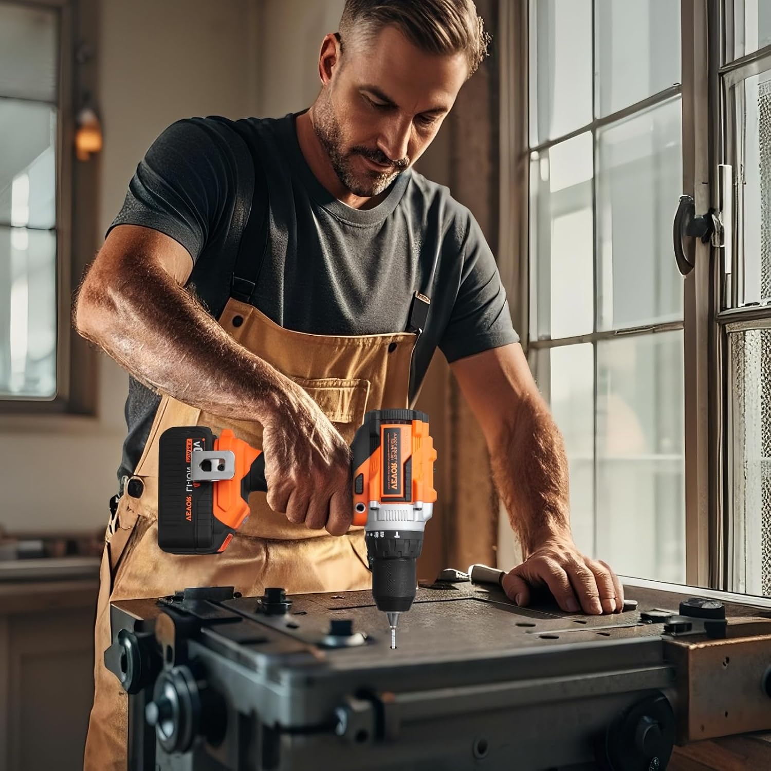 image:imageVEVOR Tool Combo Kit 20V Max Cordless 2Tool Combo Kit with 12 in Impact Drill 14 in Impact Driver Compact Cordless Power with 40 Ah Batteries Screws Charger and Cloth Bag