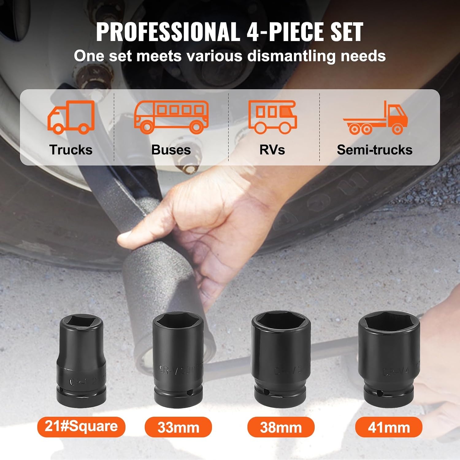image:imageVEVOR Torque Multiplier 1 Inch Drive Lug Nut WrenchMultiplier Heavy Duty Torque Multiplier Wrench Set 158 4800Nm Lug Nut Remover Includes 8 Sockets 2438mm and Storage Case164 4 Sockets