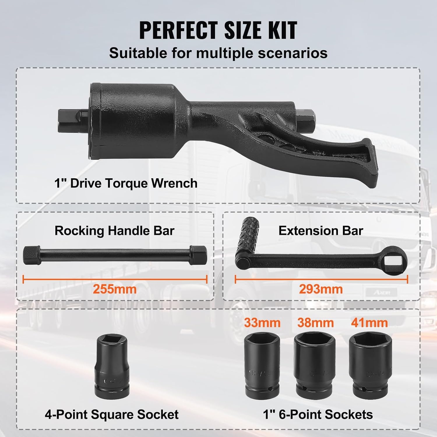 image:imageVEVOR Torque Multiplier 1 Inch Drive Lug Nut WrenchMultiplier Heavy Duty Torque Multiplier Wrench Set 158 4800Nm Lug Nut Remover Includes 8 Sockets 2438mm and Storage Case164 4 Sockets