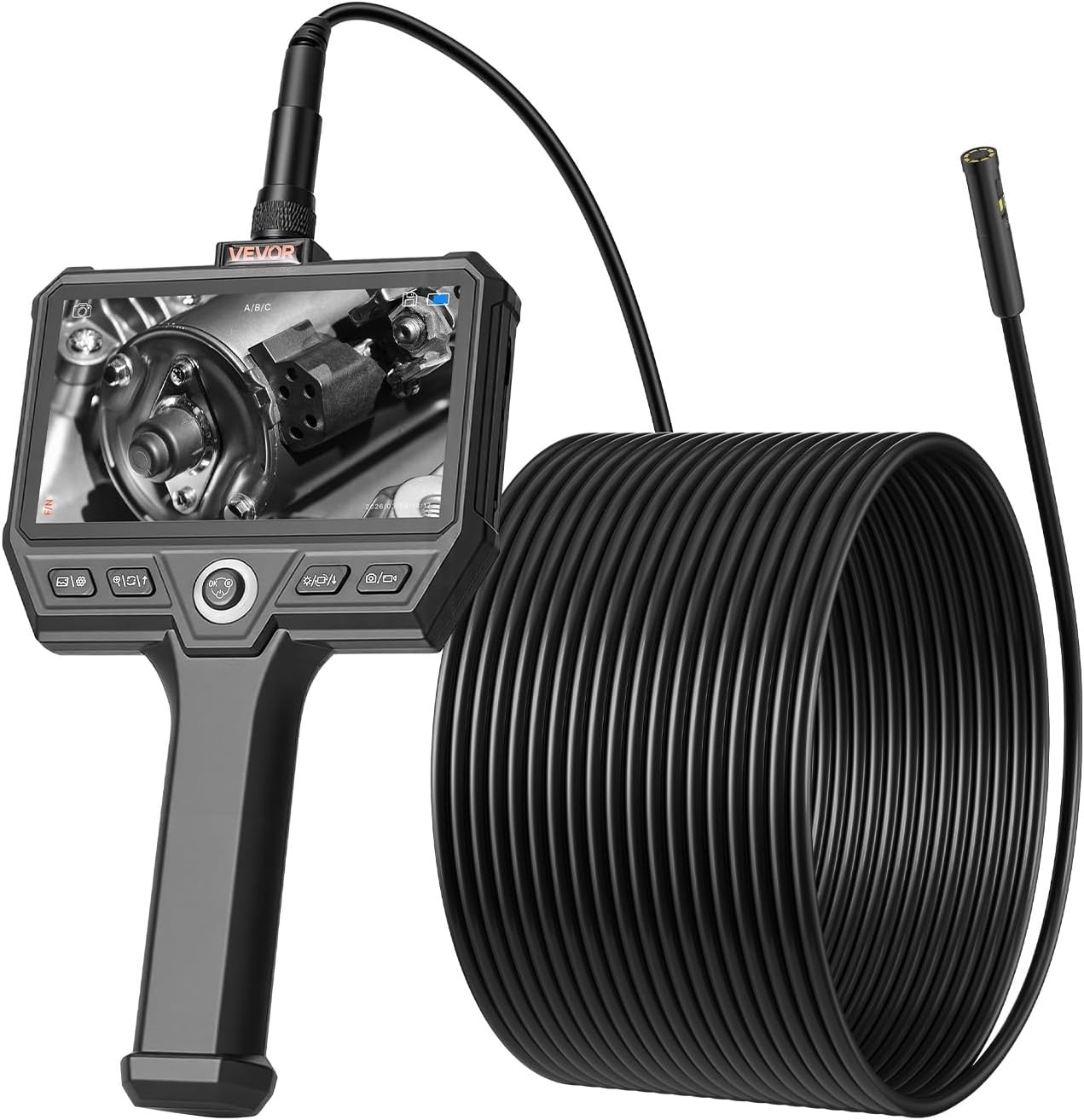 image:imageVEVOR Triple Lens Inspection Camera with Light 5 IPS Screen Industrial Borescope 8X Zoom 1080P HD Split Screen 10 LED Lights Scope Camera for Automotive Plumbing165FTTripleView