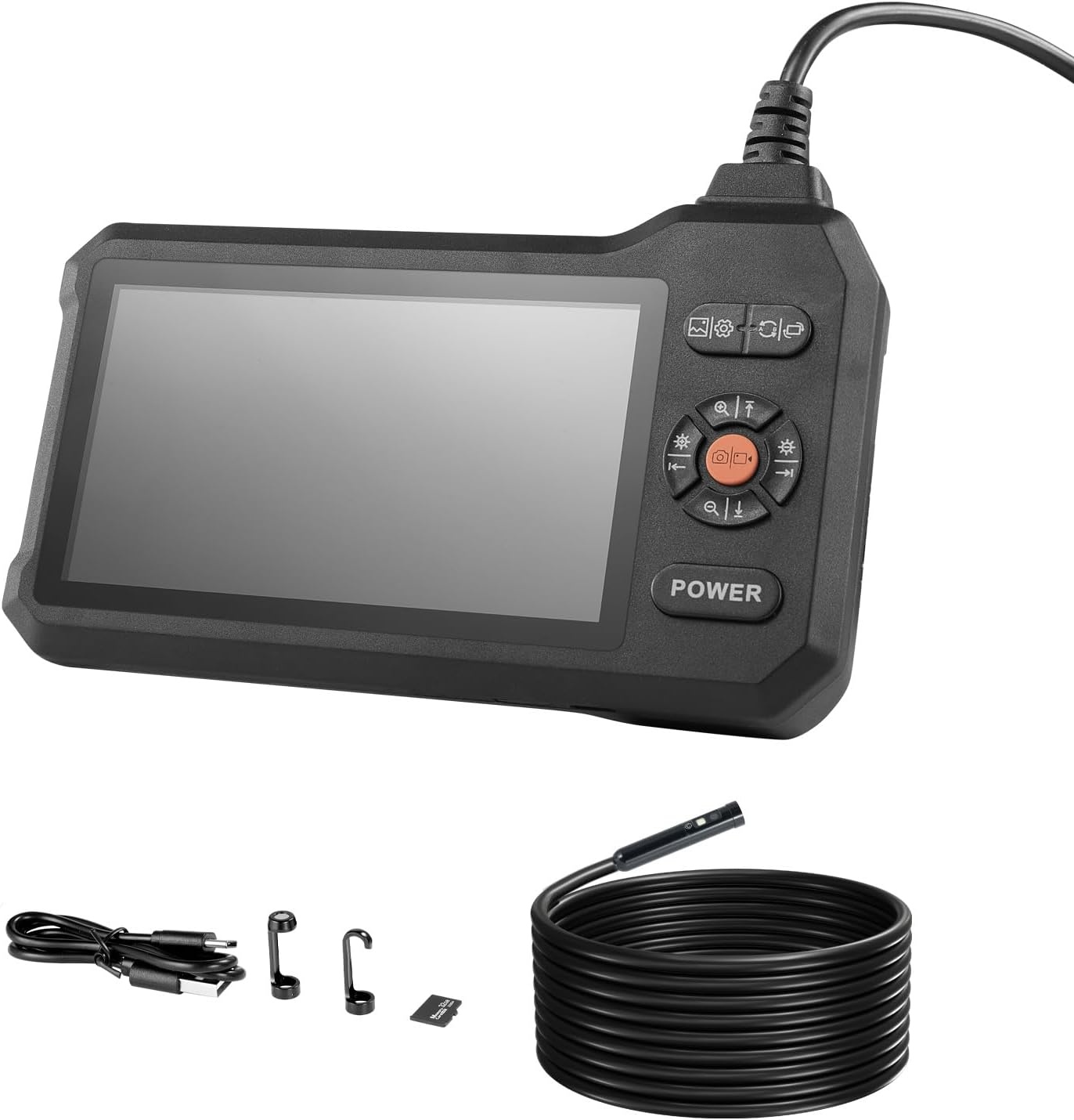 image:imageVEVOR Triple Lens Inspection Camera with Light 5 IPS Screen Industrial Borescope 8X Zoom 1080P HD Split Screen 10 LED Lights Scope Camera for Automotive Plumbing165FTTripleView