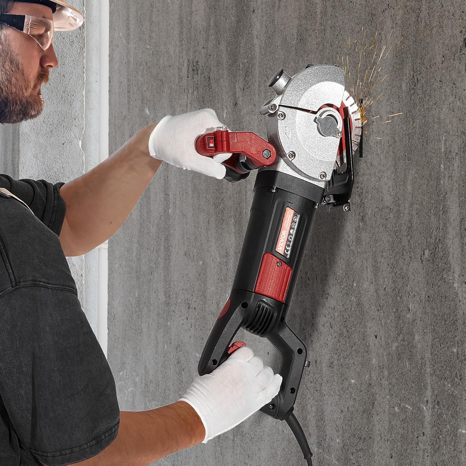 image:imageVEVOR Wall Chaser Concrete Cutter 4800W with 5 X 5 Saw Blades Dustproof and Line Infrared Sighting for Marble Concrete Granite and Bricks Walls