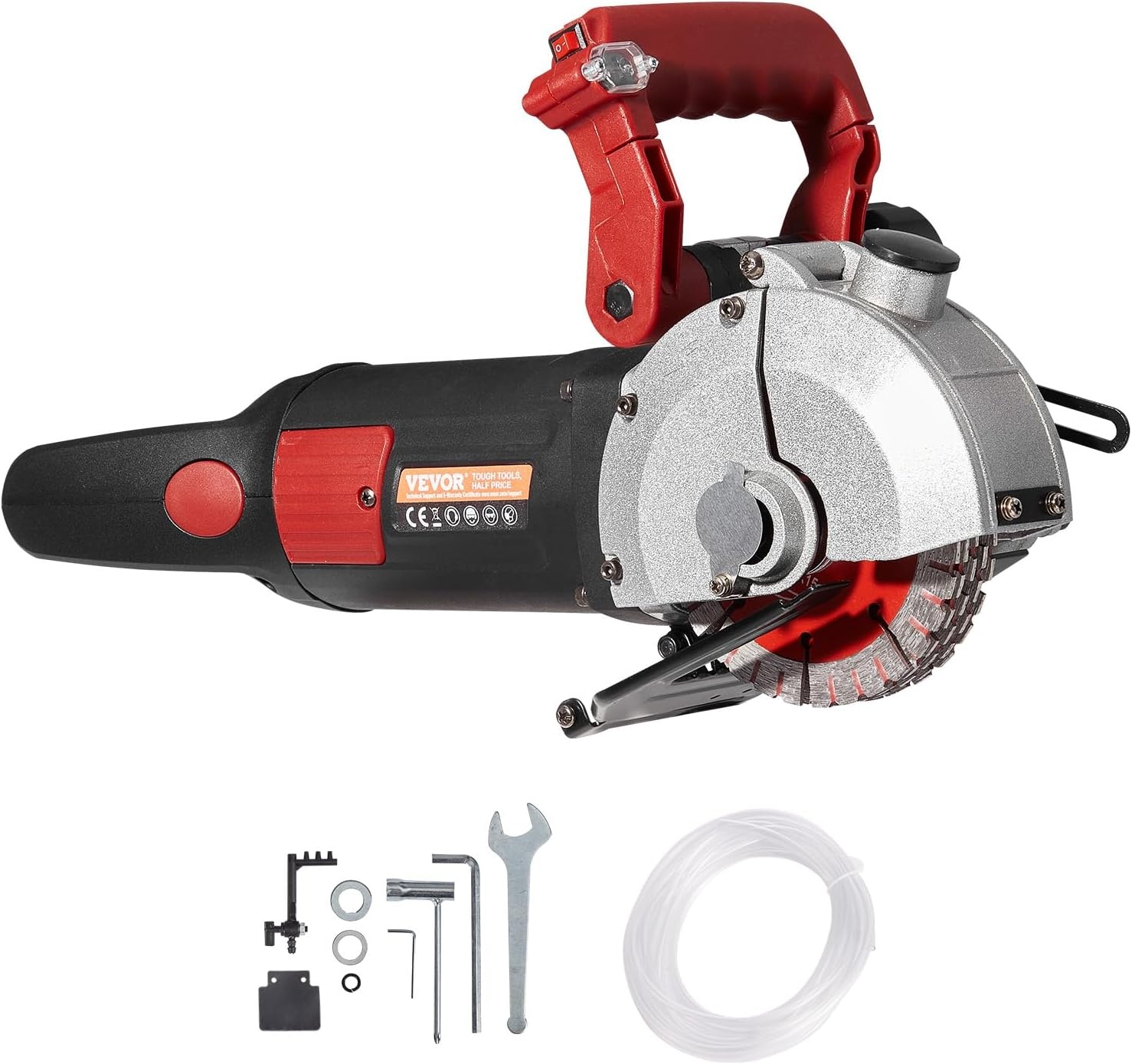 image:imageVEVOR Wall Chaser Concrete Cutter 5800W with 5 X 63 Saw Blades Dustproof and Line Infrared Sighting for Marble Concrete Granite and Bricks Walls